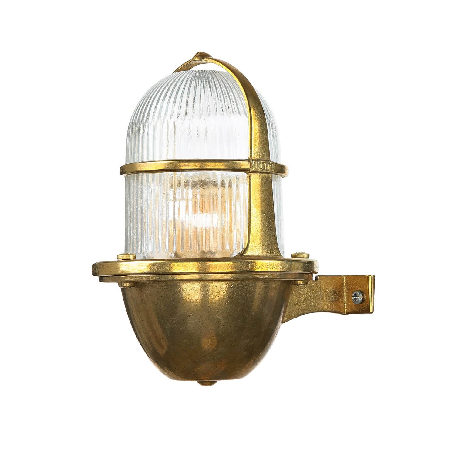 Licht-Erlebnisse Außen-Wandleuchte SANTORIN, ohne Leuchtmittel, Wandlampe Messing IP64 Maritim Premium Schiffslaterne Hof Haus