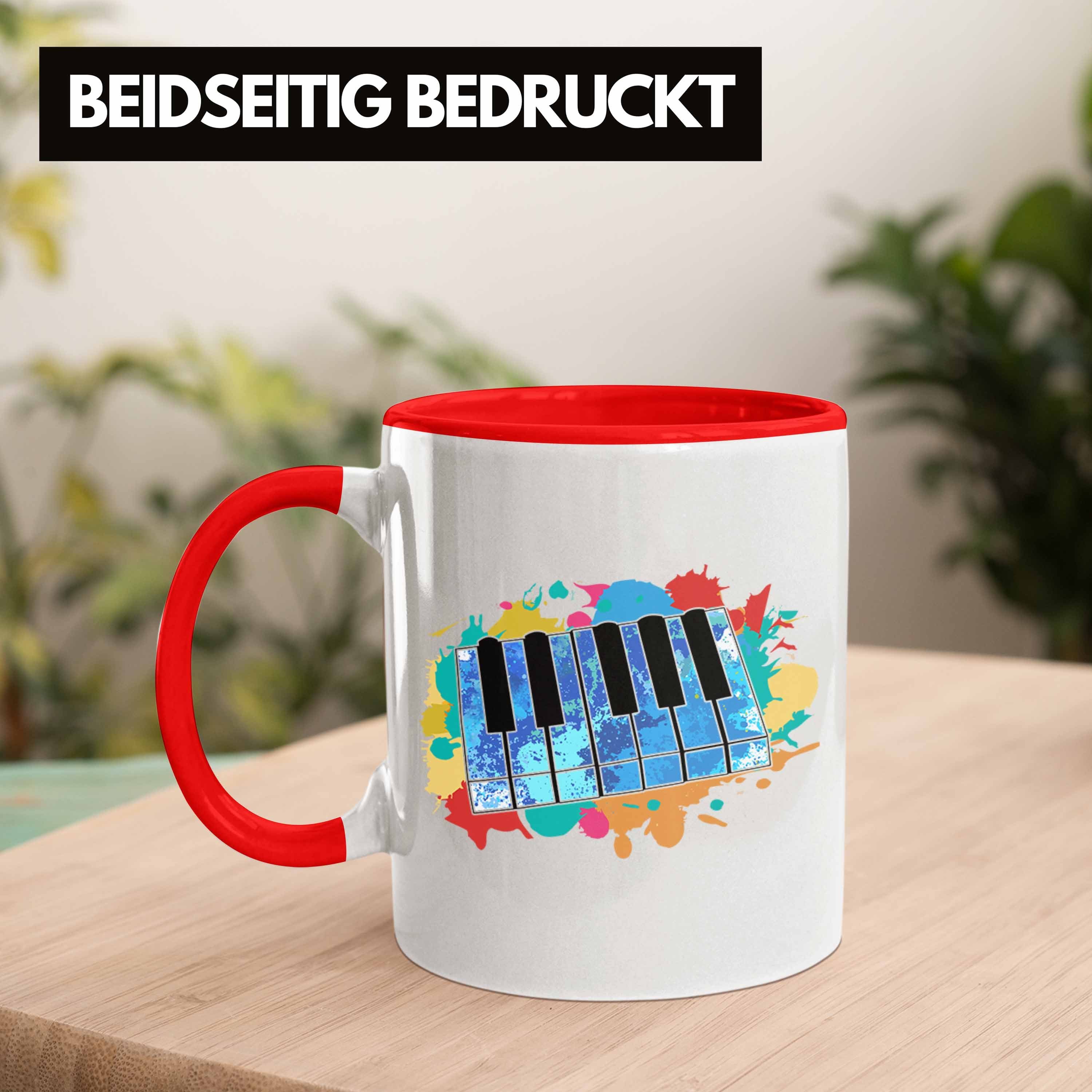 Trendation Tasse Spieler Keyboarder Keyboard Band Geschenk für Rot Musiker Geschenkid Tasse