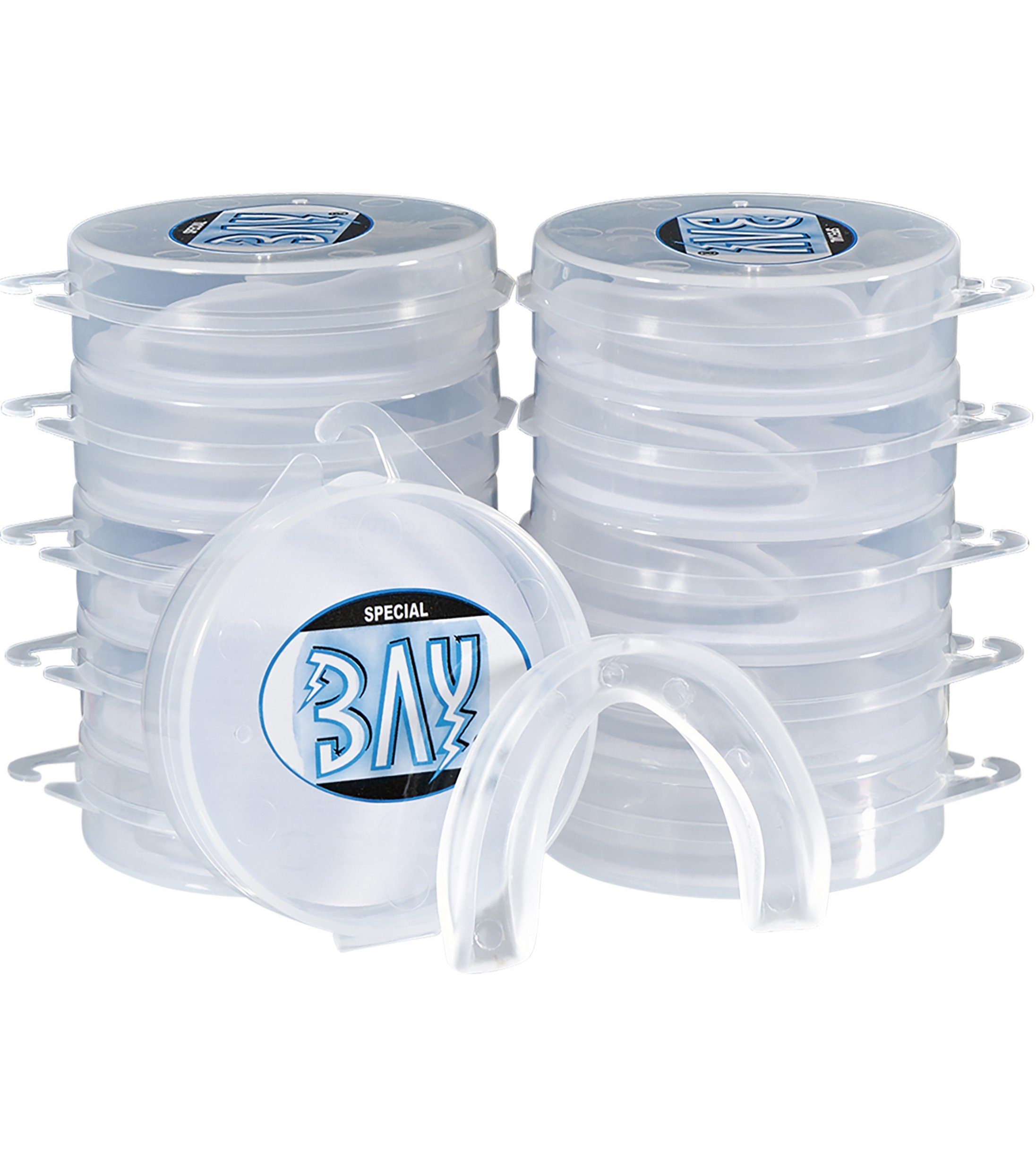 BAY-Sports Капа 10 Stück Капа Sport Mundschutz Boxen Kickboxen Karate MMA (Zahnschutz mit Dose), Капа mit Aufbewahrungsbox, individuelle Anpassung im Wasserbad