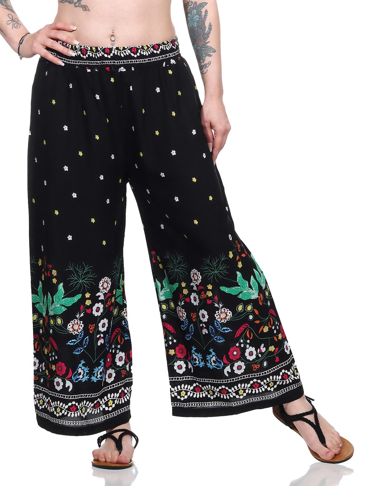 Aurela Damenmode Culotte Sommerhose leichte Marlene Hose für Damen luftige Culotte luftig & leichte Baumwollmischung, Stretchbund