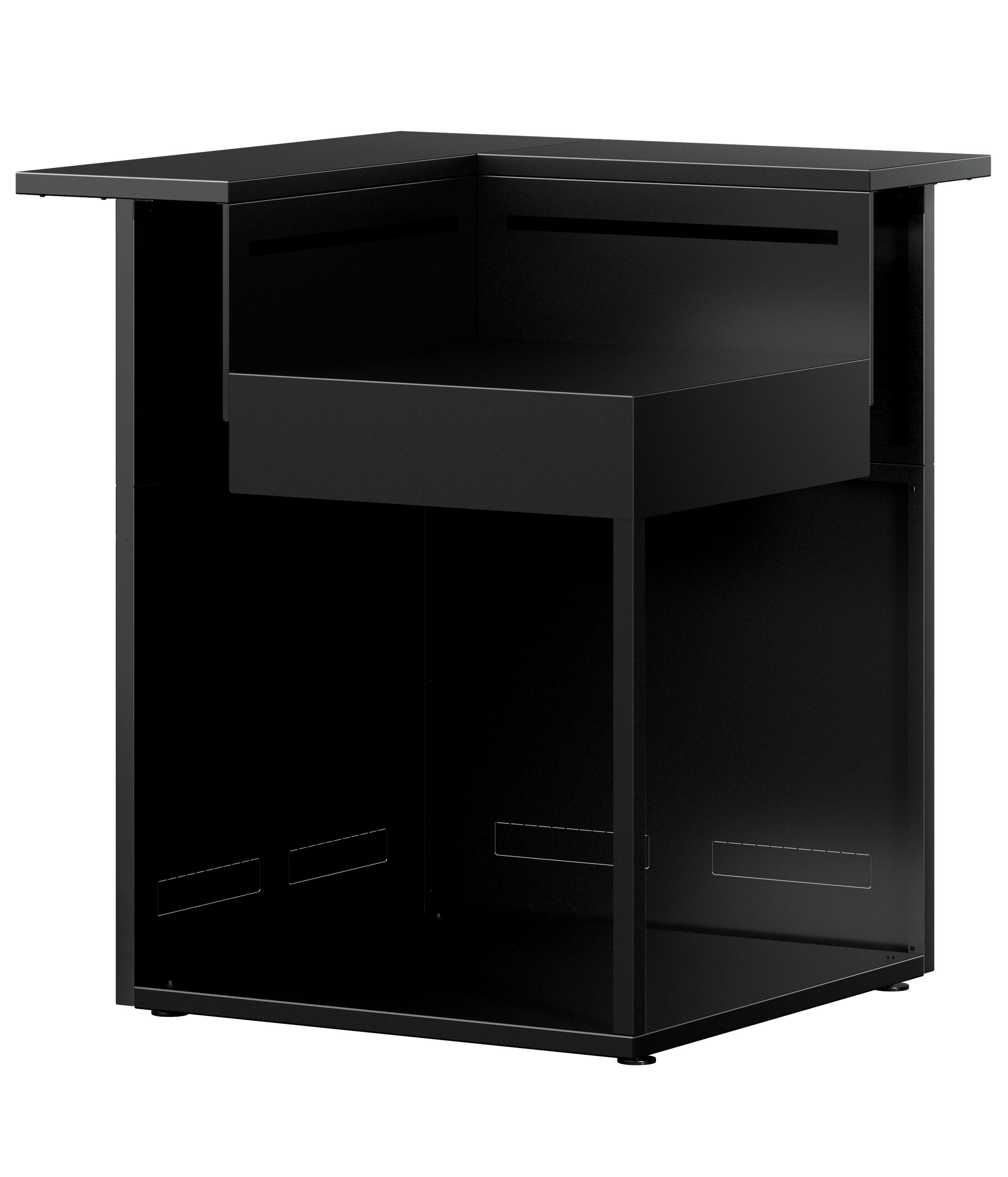 WMF Outdoor-Küche Outdoor-Küche Eckmodul, 90 x 112 x 81 cm, Stahl, schwarz / silber, mit Rückwand/Theke/Hängeregal, für alle WMF Outdoor-Module geeignet