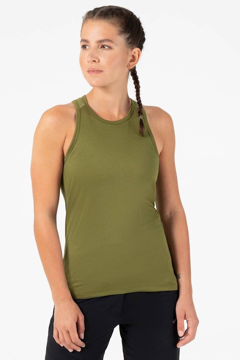 SUPER.NATURAL Radtrikot für Damen, aus Merino W GRAVA TANK mit integriertem Sport-BH und Merino Mesh Lining