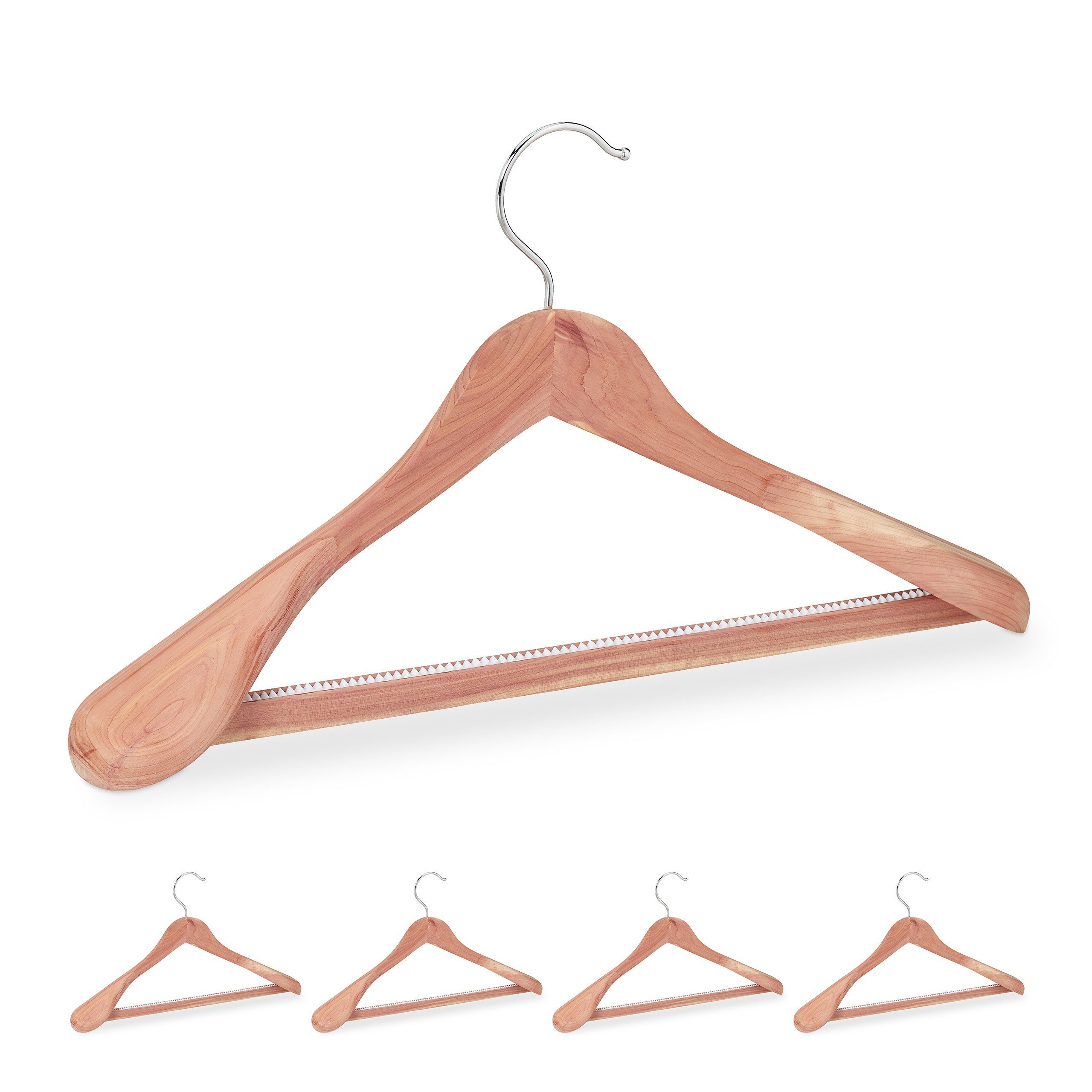 relaxdays Kleiderbügel 5 Anzugbügel aus Zedernholz günstig online kaufen