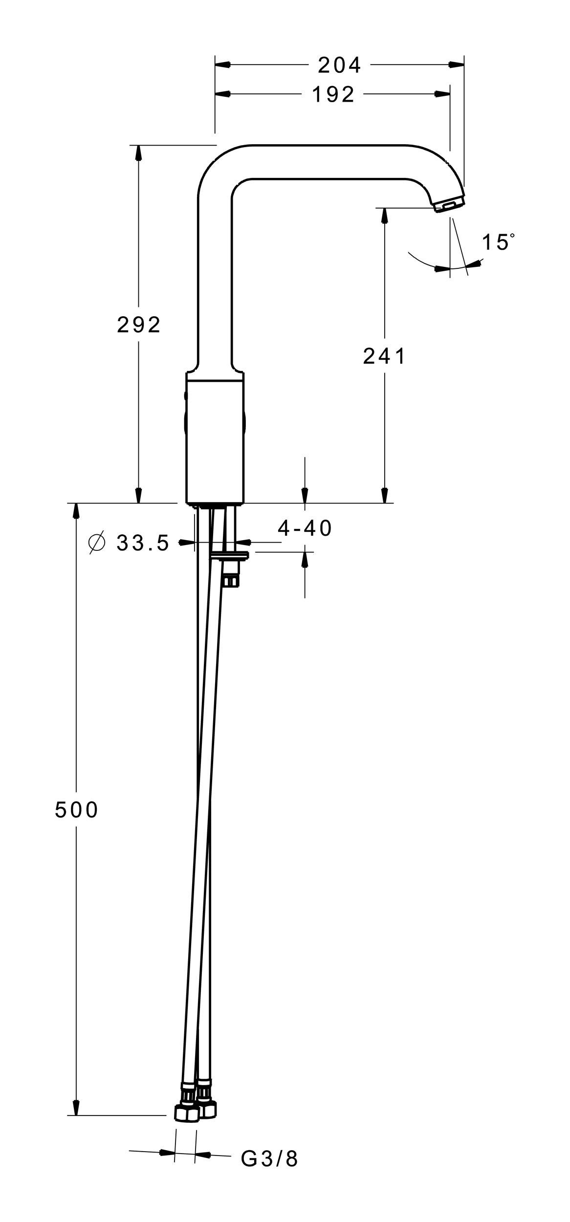 192 Küchenarmatur HANSA Spültisch-Einhand-Einlochbatterie Hansaprimo mm Ausladung