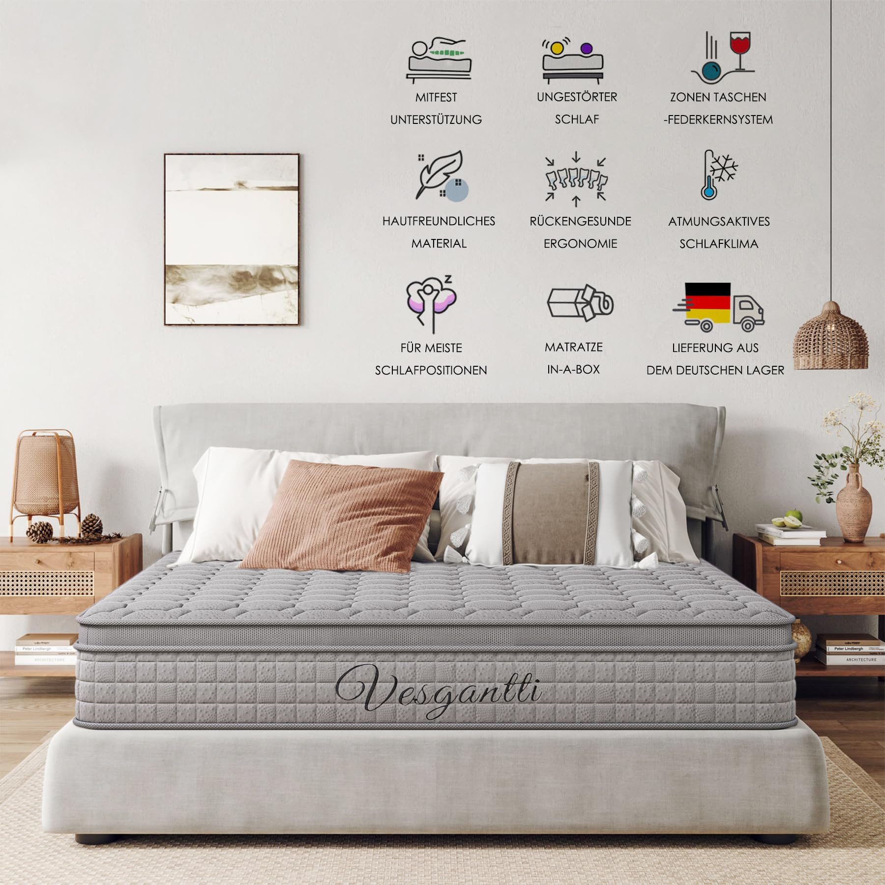 Taschenfederkernmatratze 7-Zonen Matratze 30cm hoch H3 Kaltschaummatratze G günstig online kaufen