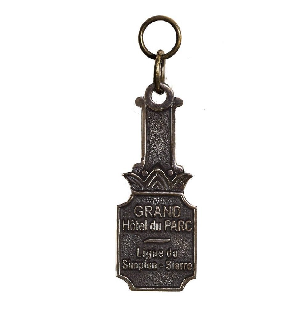 Linoows Dekoobjekt Bronze Schlüsselanhänger des Grandhotel du Parc, am Bourget See in Frankreich Schlüssel Replik um 1895