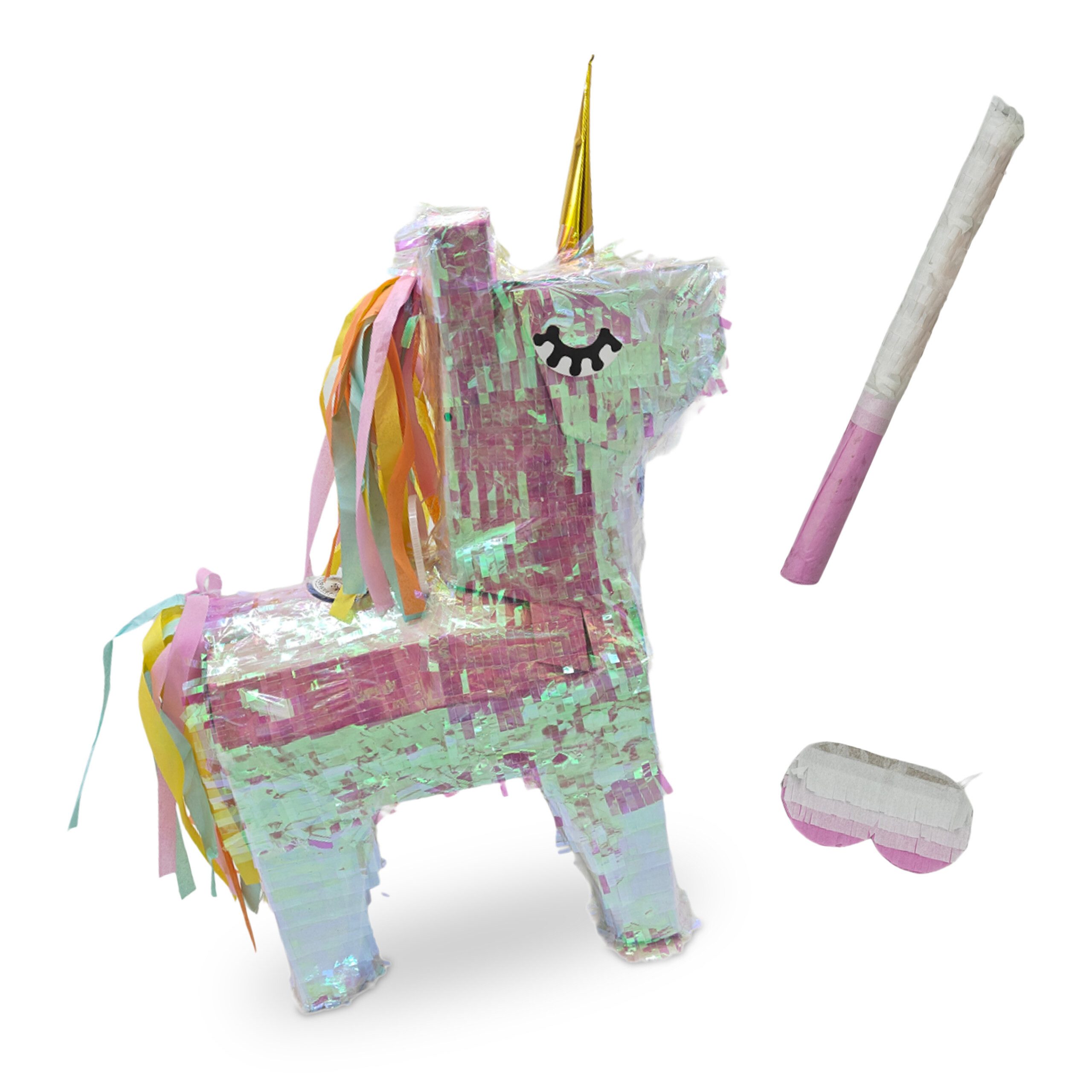 relaxdays Pinata Set Einhorn mit Stab und Maske