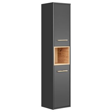 Lomadox Hochschrank BOLOGNA-56 Badezimmer in anthrazit mit Artisan Eiche Nb., B/H/T: ca. 36/170/33 cm