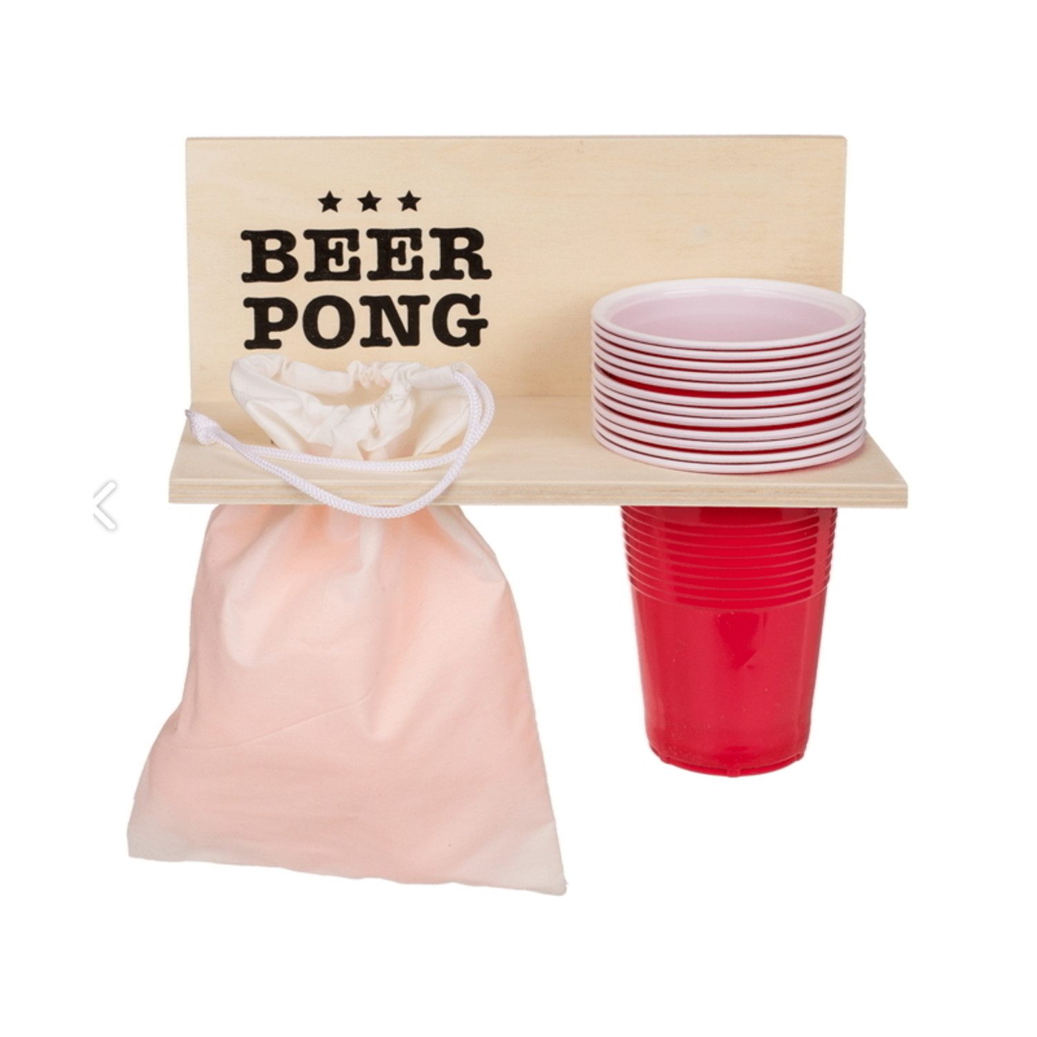 Out of the Blue Verkleidungsmaske Beer Pong Set Partygadget mit Holzablage