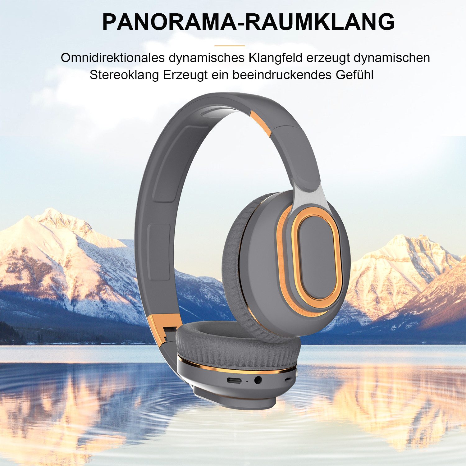 KINSI Over-Ear Bluetooth-Kopfhörer, Gaming-Headset, Funk-Headset für Musik Funk-Kopfhörer (Einziehbares Klappdesign, hochauflösende Sprachanrufe)