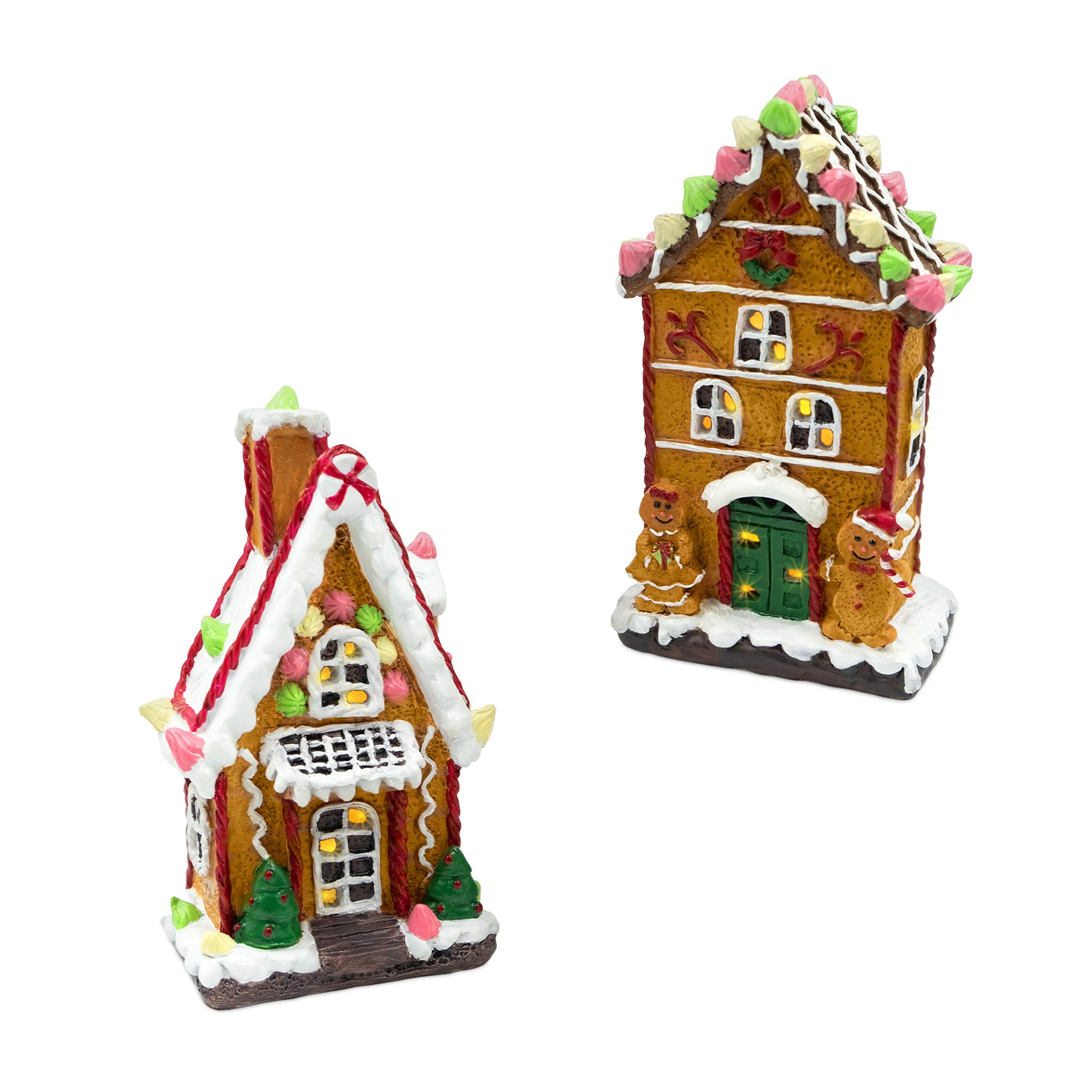 Spetebo LED Dekoobjekt LED Lebkuchenhaus Aufsteller 17 x 9 cm - 2er Set, AN günstig online kaufen