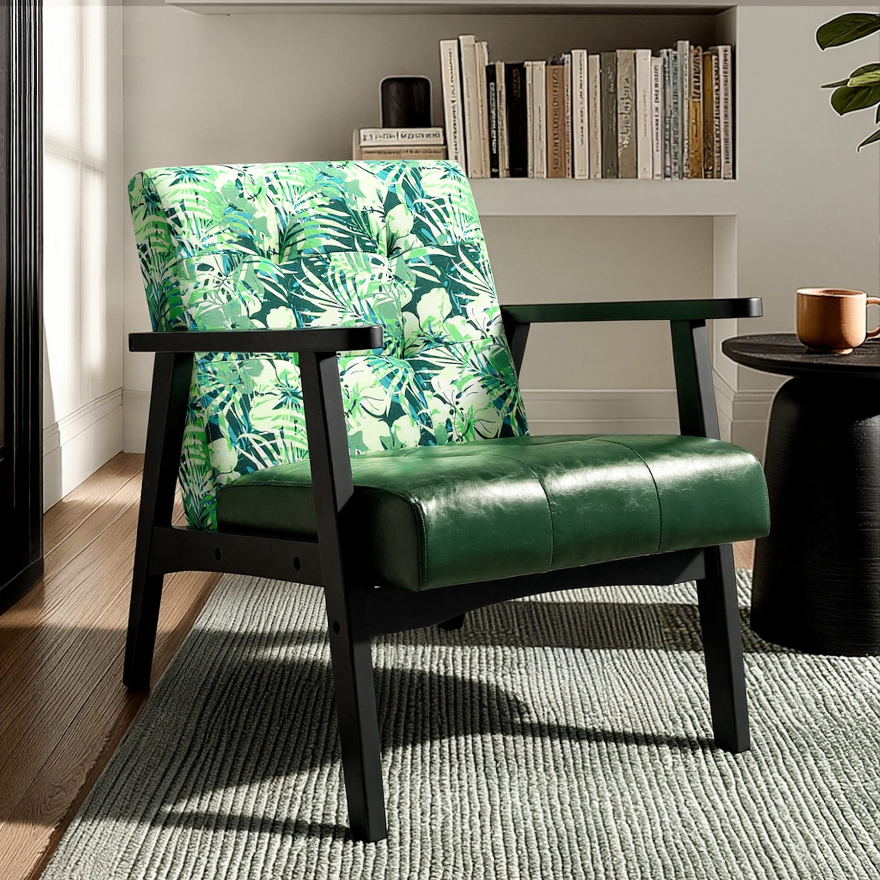 HomeMiYN Ohrensessel Skandinavischer Ohrensessel aus Kunstleder – Eleganz und Komfort