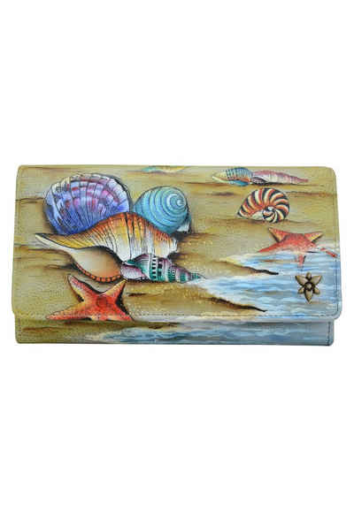 ANUSCHKA Brieftasche »Gift of the Sea aus handbemaltem Leder«, mit RFID-Blockierung
