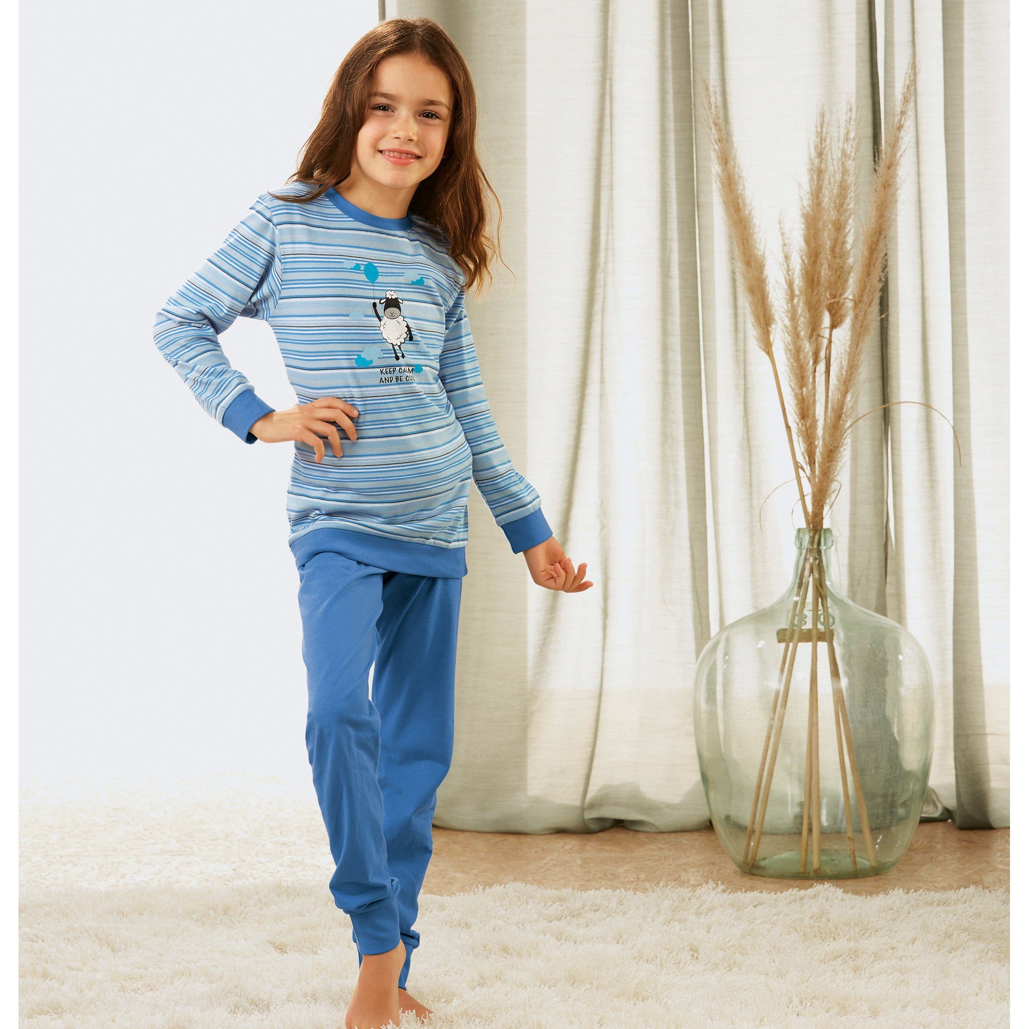 Kinder-Schlafanzug Pyjama (2 Streifen Müller tlg) Erwin Single-Jersey