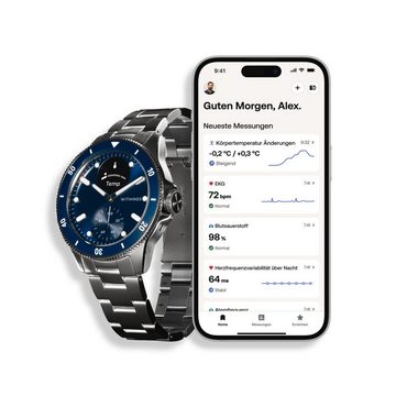 Withings ScanWatch Nova Smartwatch (1,6 cm/0,63 Zoll, Proprietär), EKG, Körpertemperaturmessung, Taucheruhr Design, 10 ATM