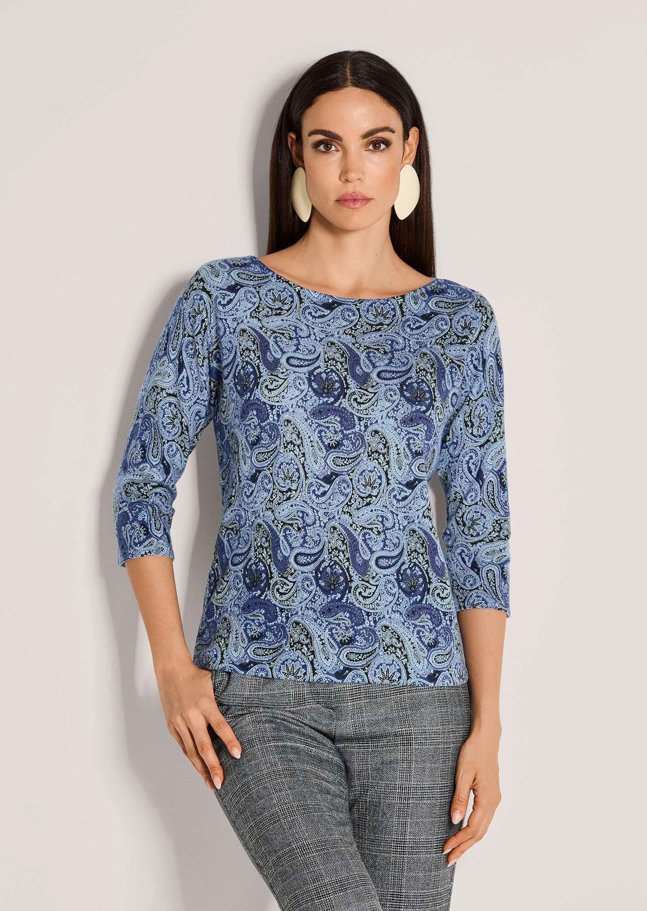 MADELEINE Strickpullover Leichter Feinstrickpullover mit Paisley-Muster Pri günstig online kaufen