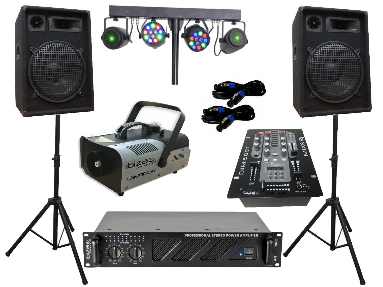 PA Party Lautsprecher Verstärker BT Mixer Stativ Lichtset Nebelmaschin Party-Lautsprecher