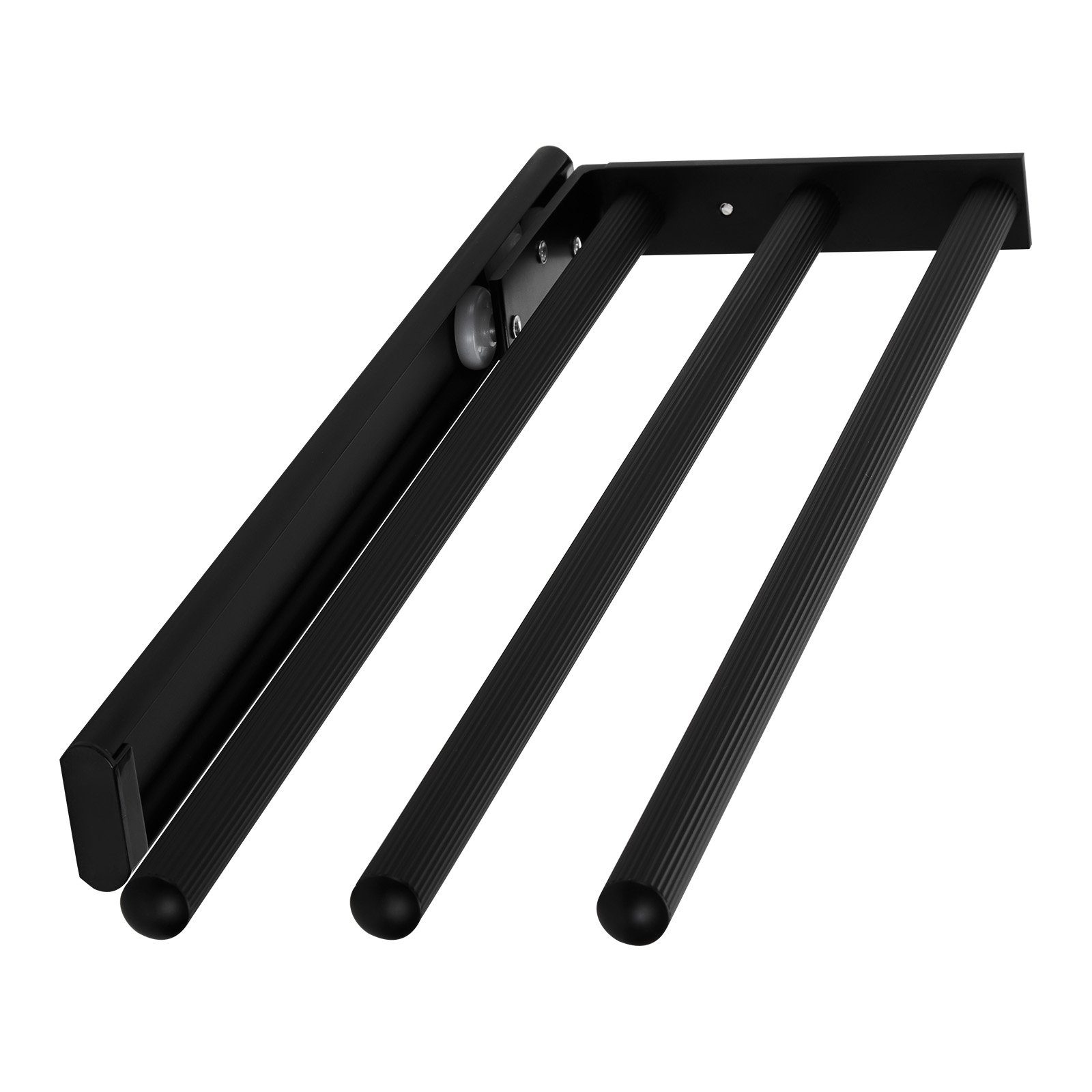 SO-TECH® Teleskop-Handtuchhalter TED Aluminium schwarz matt für Bad oder Küche, 3-armig schwarz matt (450 - 730 mm, ausziehbar, drehbar)