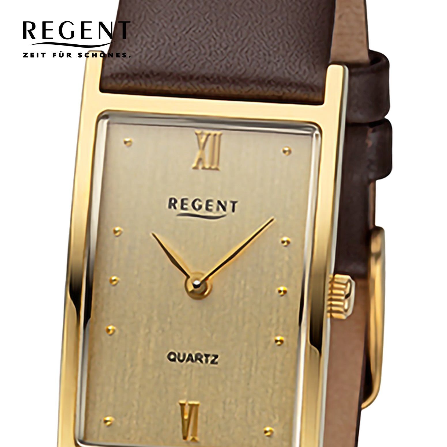 extra Armbanduhr Quarzuhr Damen Damen Armbanduhr groß 21x30mm), Lederarmband Analog, Regent rund, (ca. Regent