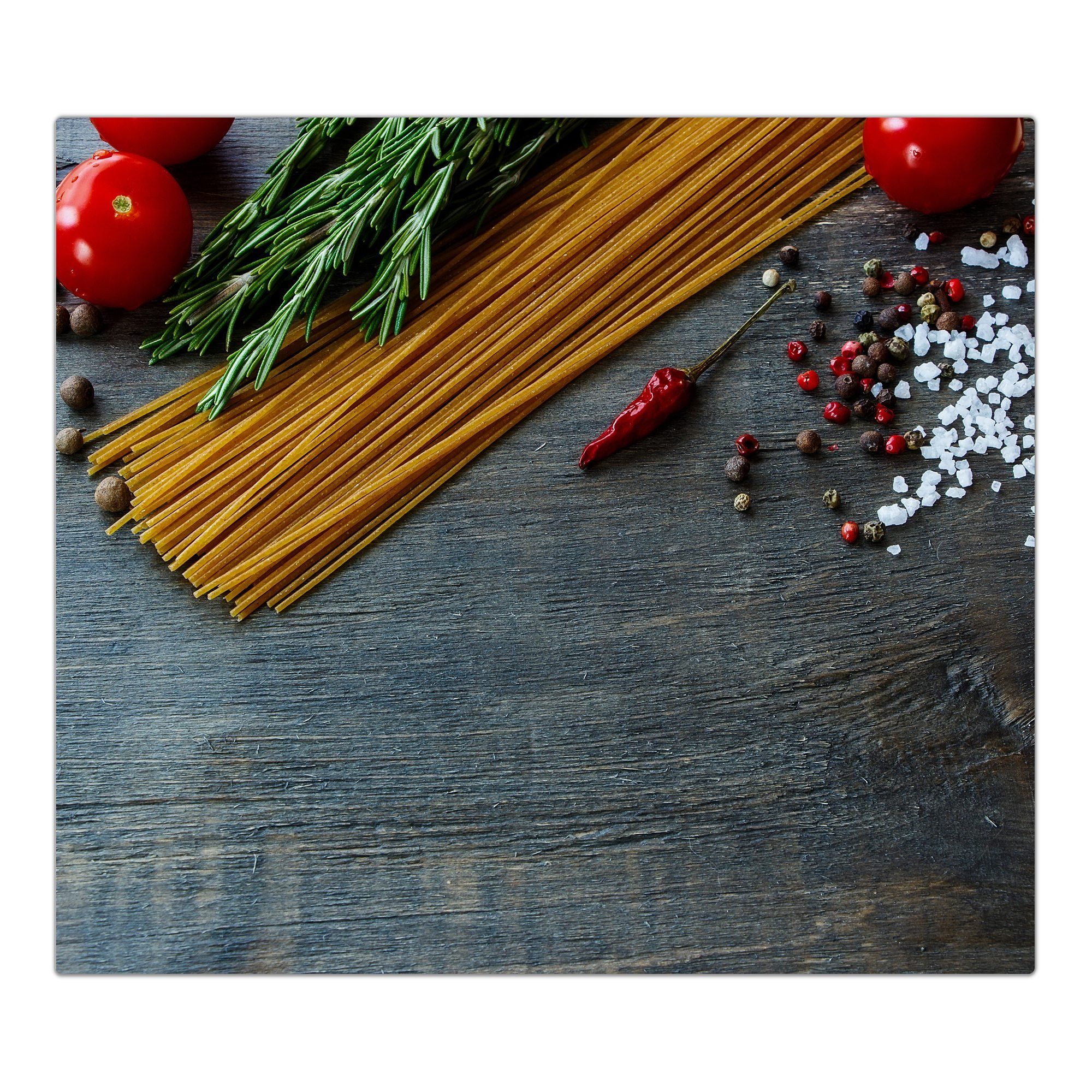 Primedeco Herd-Abdeckplatte Herdabdeckplatte Spritzschutz aus Glas Spaghetti und Tomaten, Glas, (1 tlg) | Herdabdeckplatten