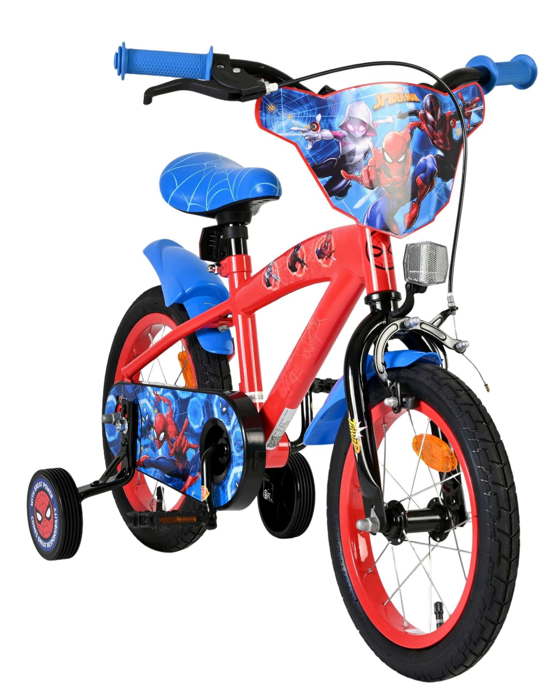 Volare Kinderfahrrad Marvel Spider-Man Kinderfahrrad - Jungen - 14 Zoll - Rot/Blau