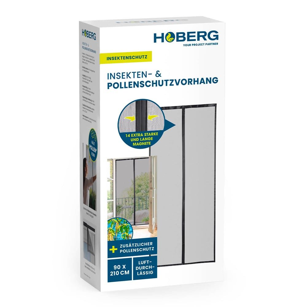 Hoberg Insektenschutz-Vorhang Insekten- & Pollenschutzvorhang mit XXL-Magnetbändern, (1-St), schnell montieren Schutz vor Mücken, Fliegen, Spinnen etc.