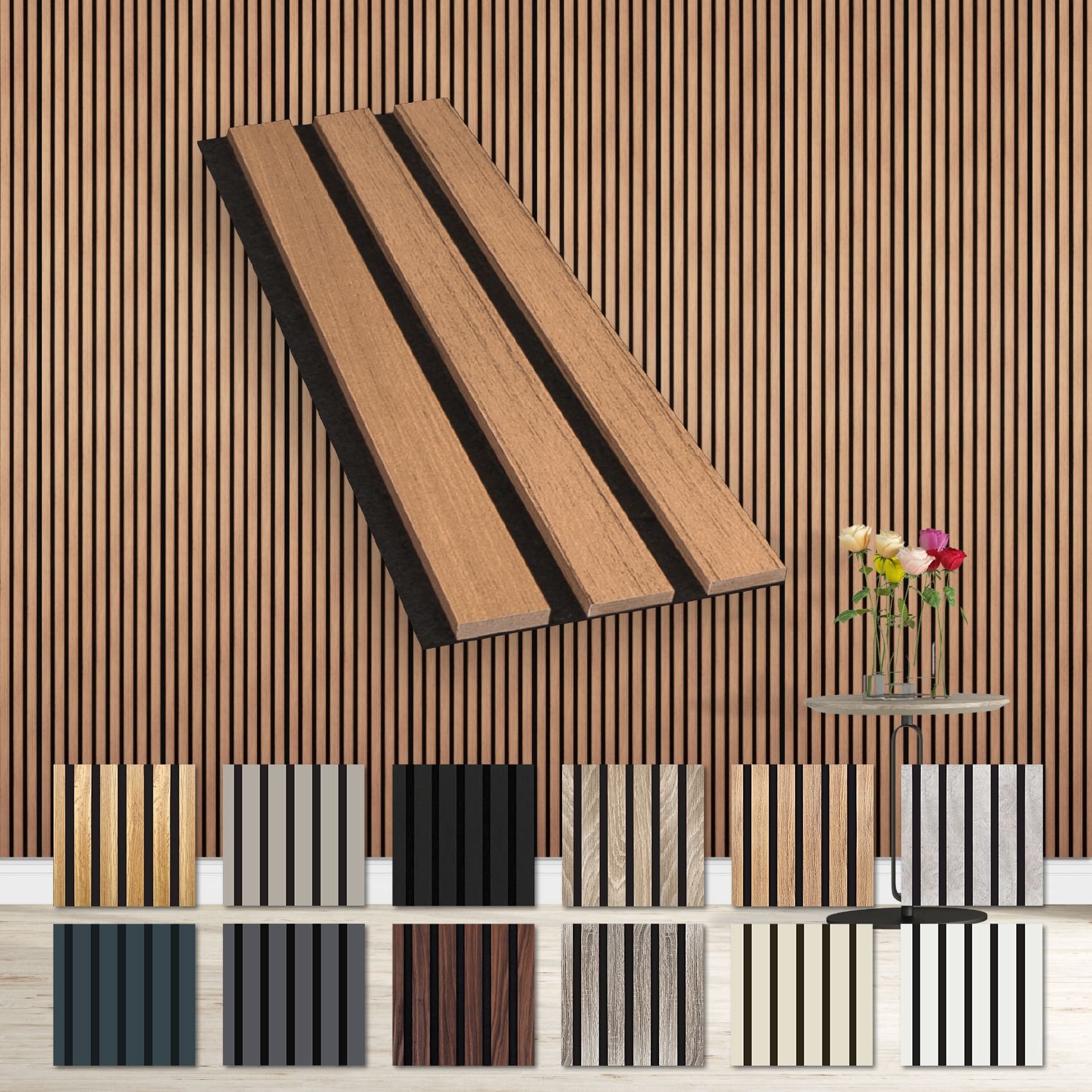 Hexim Wanddekoobjekt Teak (Akustikpaneele Musterstück - flexible Lamellenwa günstig online kaufen