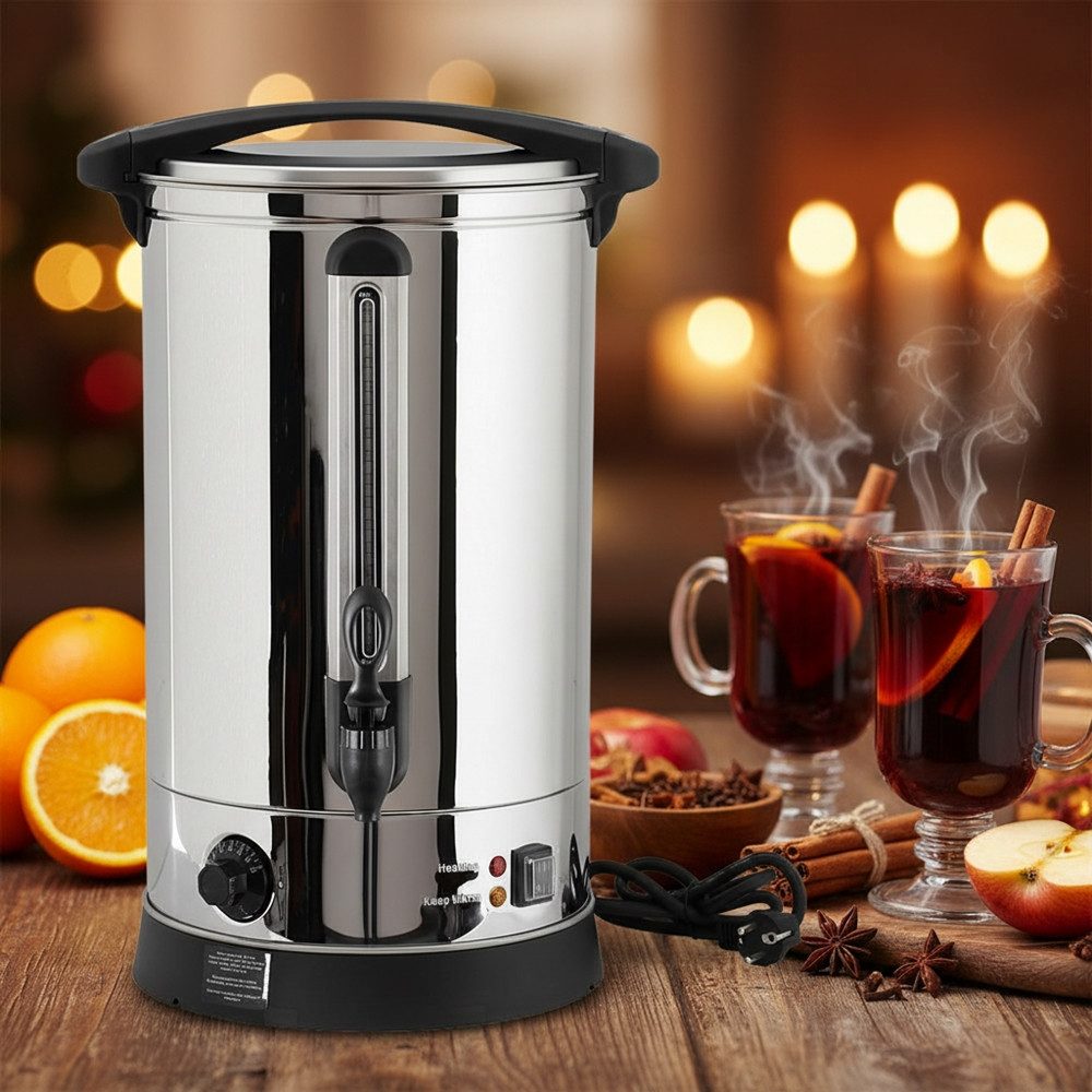 Mucola Heißgetränke- und Glühweinautomat Einkochautomat 7 L Glühweinkocher Glühweinkessel Glühweinkessel, 1500 W, Schaltet sich bei Überhitzung automatisch ab