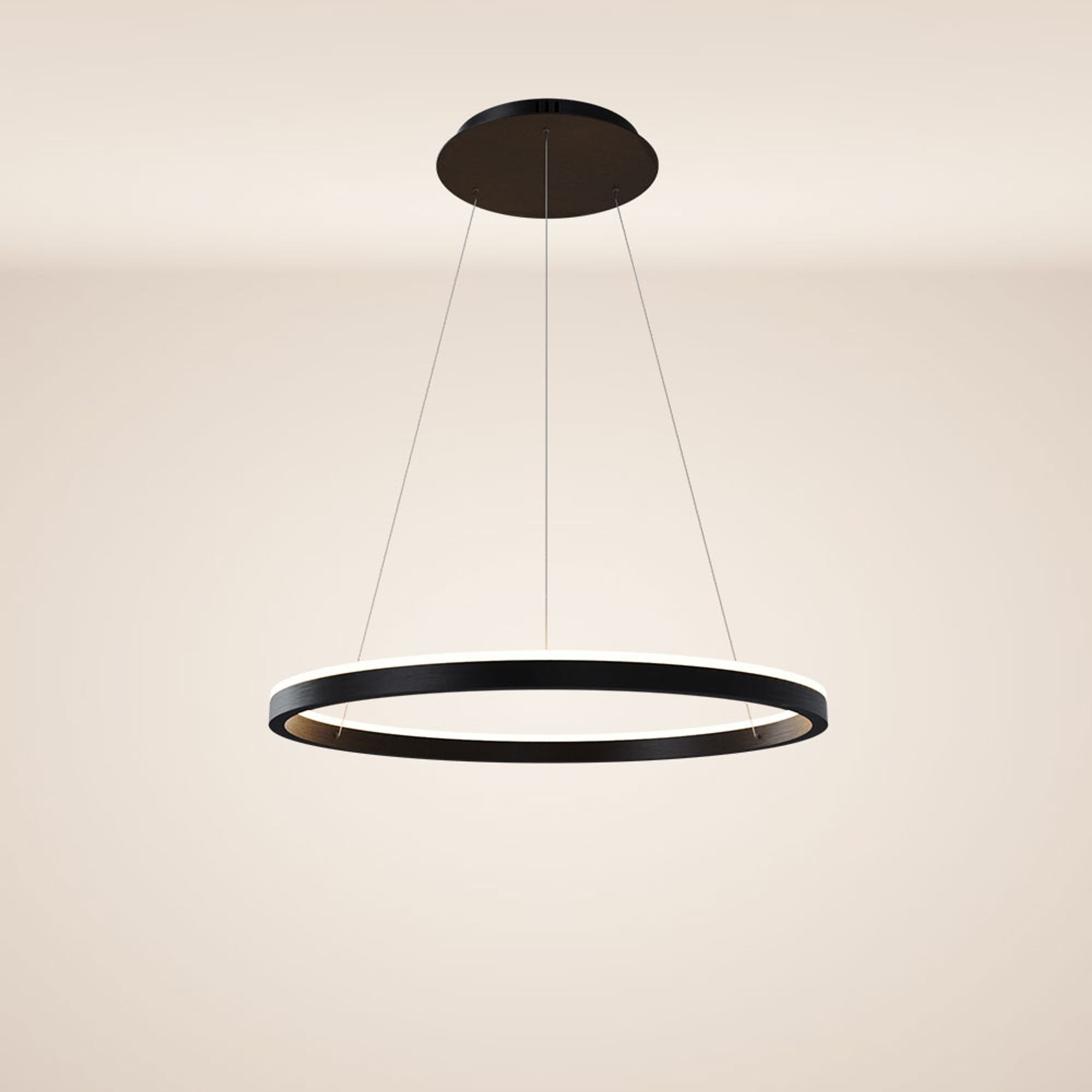 s.luce Pendelleuchte LED Ring Pendelleuchte rund Direkt oder Indirekt Schwarz, Warmweiß