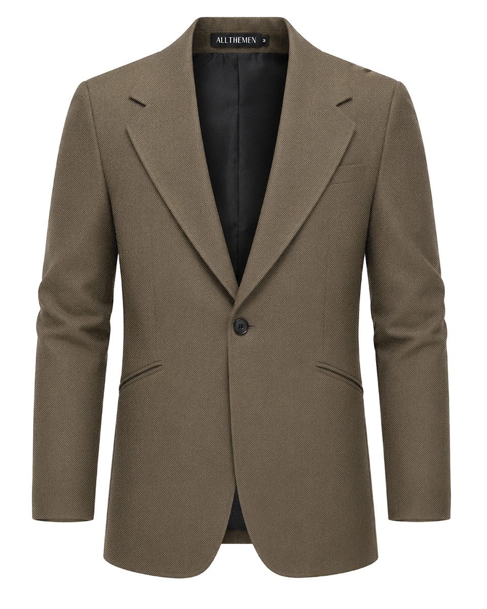 Allthemen Anzugsakko Herren Sakko mit Leinenoptik Ein-Knopf Slim Fit Anzug Blazer Business