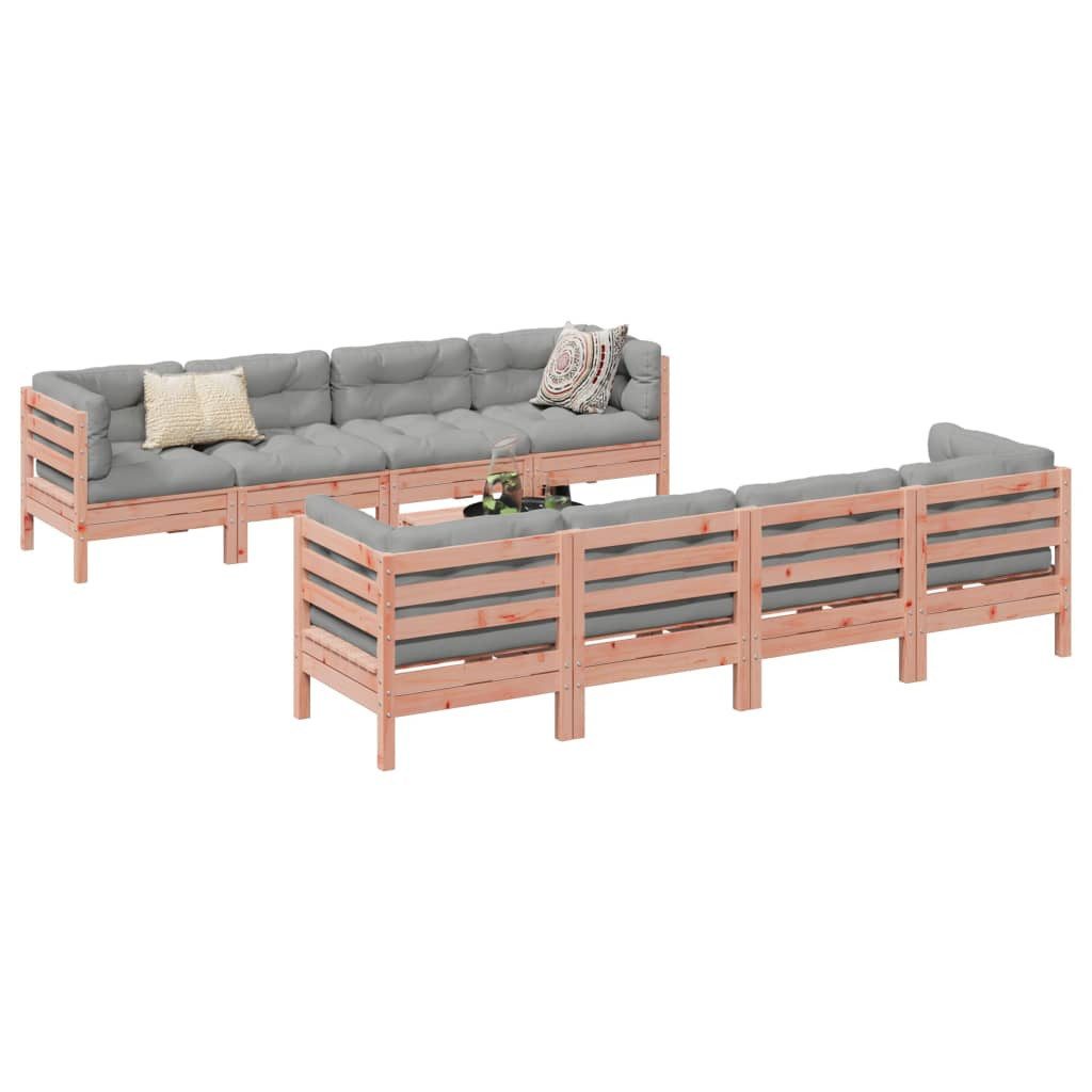 vidaXL Gartenlounge-Set 9-tlg. Garten-Sofagarnitur mit Kissen Massivholz Douglasie, (1-tlg)