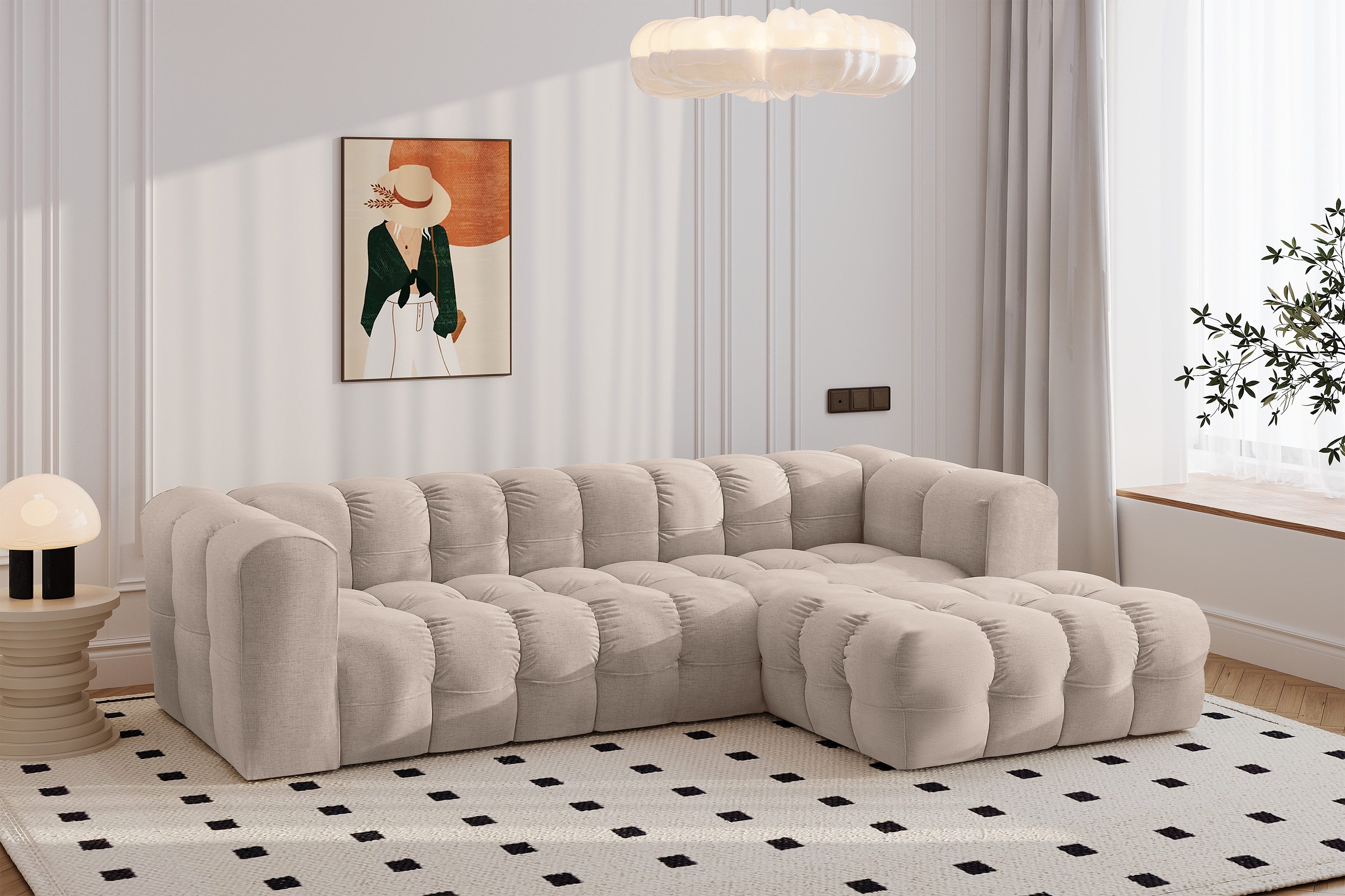 Kaiser Möbel Ecksofa BALOO L modernes freistehendes, für das Wohnzimmer, stoff Moly, Einzelsofa, freistehend platzierbar,hoher Sitzkomfort,massive Form