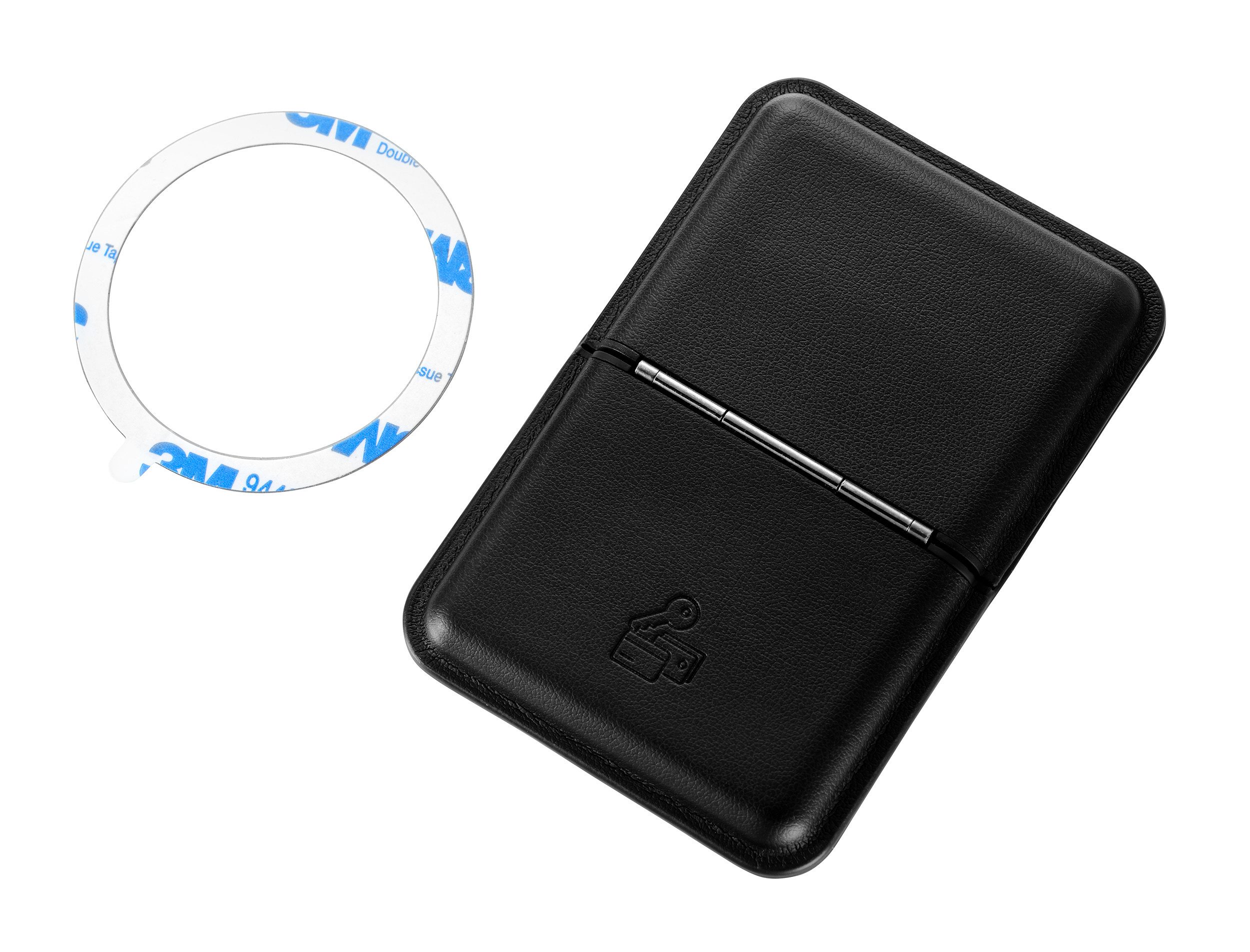 TROIKA Kartenetui MAGNETIC SAFE MagSafe Kartenhalter mit Standfunktion und Metallring, in Schwarz, Kunstleder, für bis zu 4 Karten