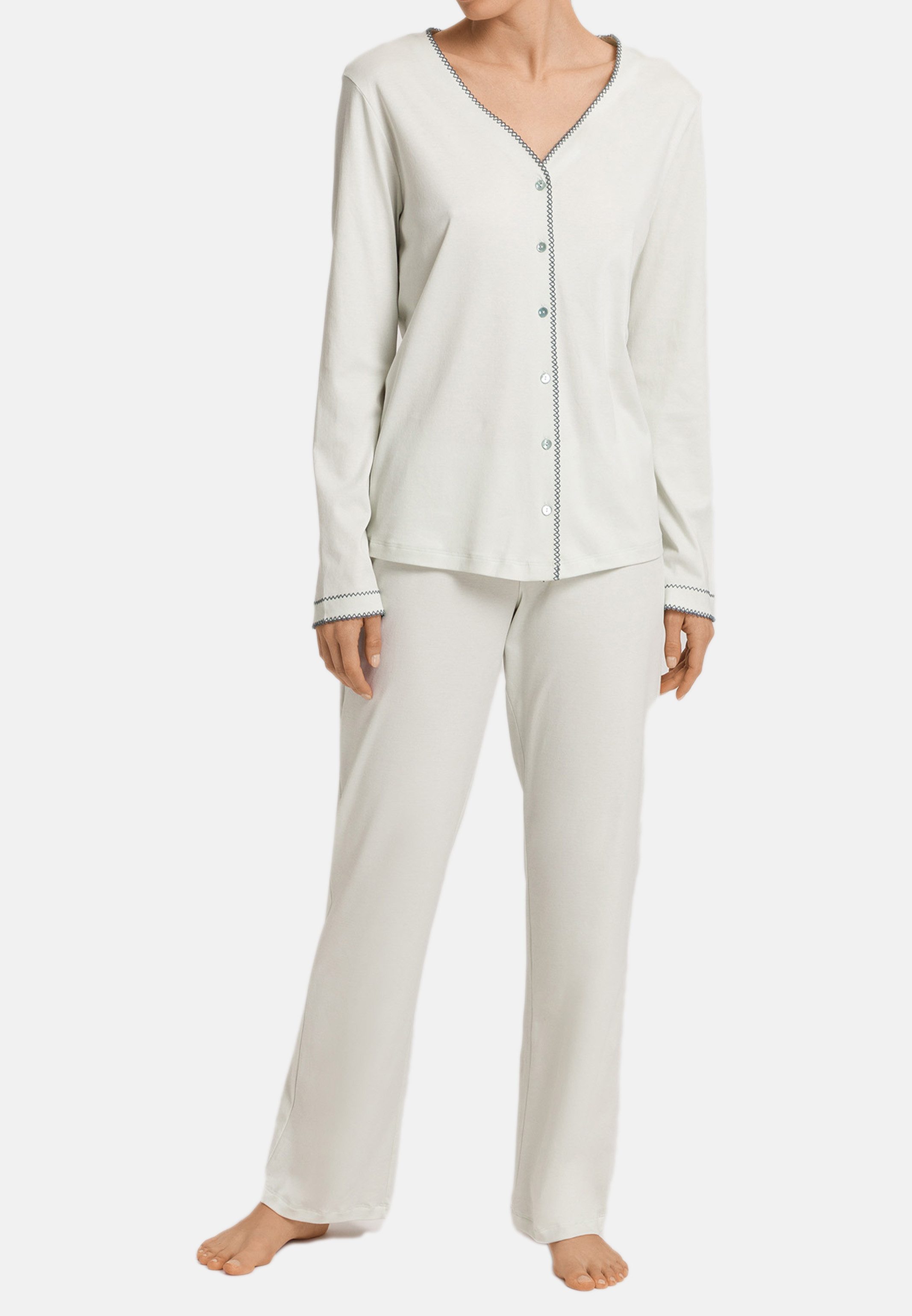 Hanro Pyjama Una (Set, 2 tlg) Pyjama - Baumwolle - Atmungsaktiv - Weich fließende Interlock Qualität