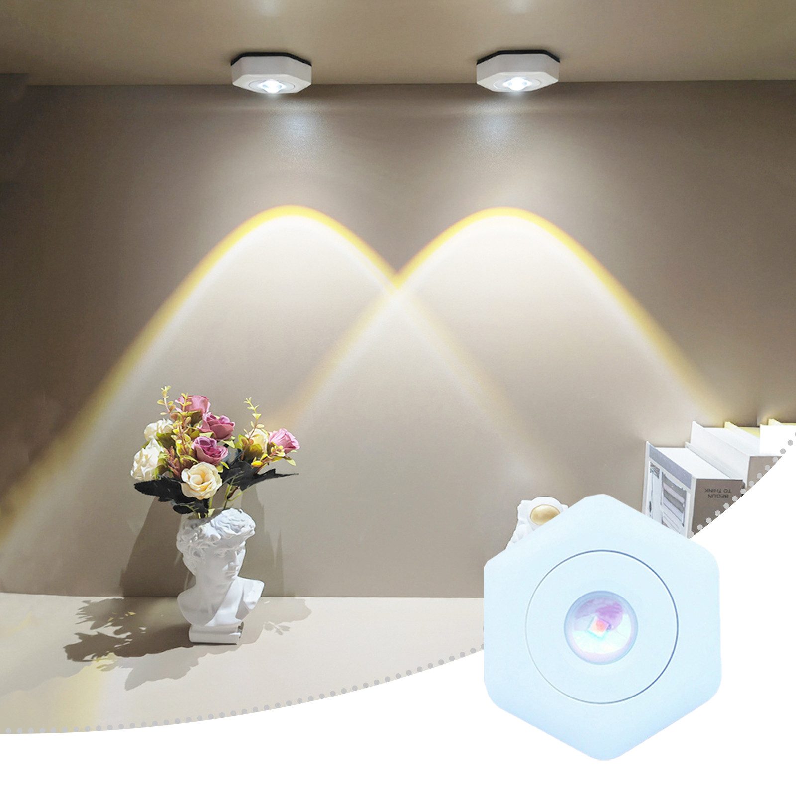 MUPOO Unterschrankleuchte LED-Spots Batteriebetrieben 1/2/4er-Pack, Kabello günstig online kaufen