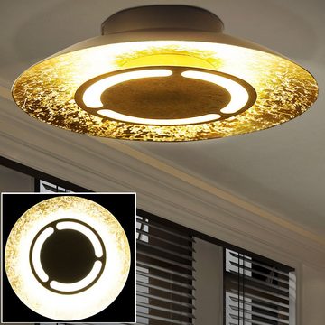 etc-shop LED Deckenleuchte, LED-Leuchtmittel fest verbaut, Warmweiß, LED Deckenleuchte gold Wohnzimmerleuchte Esszimmerlampe, weiß