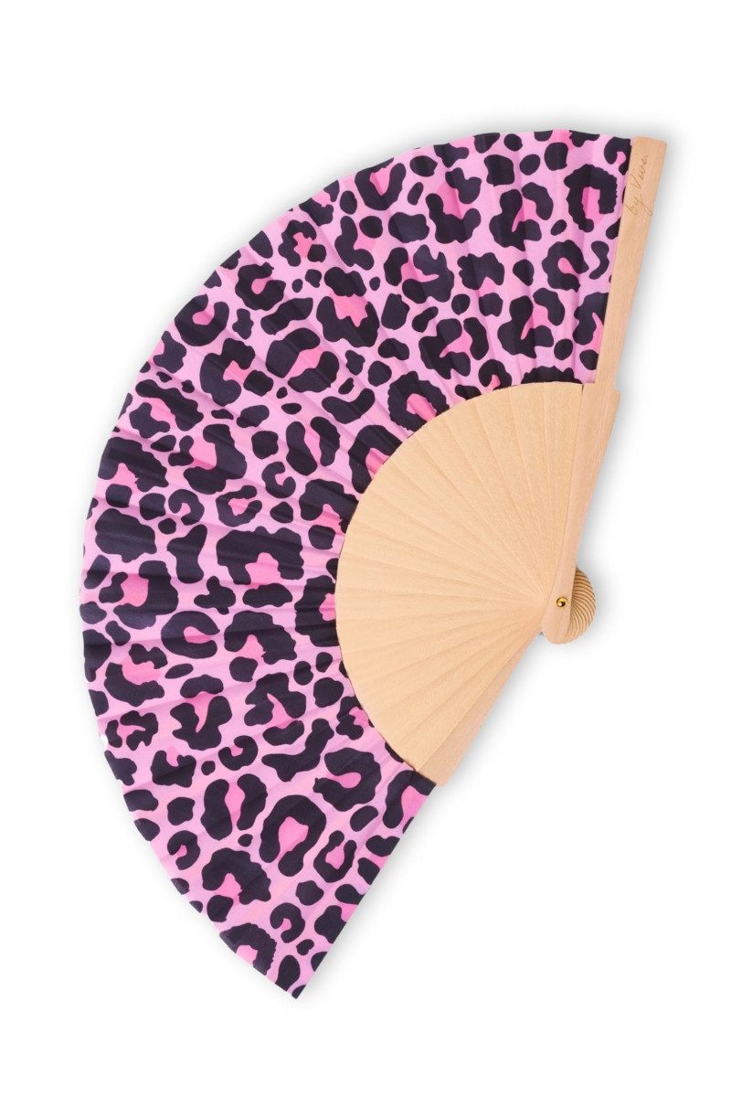 by Vivi Handfächer Fächer - PINK LEOPARD - pink/schwarz