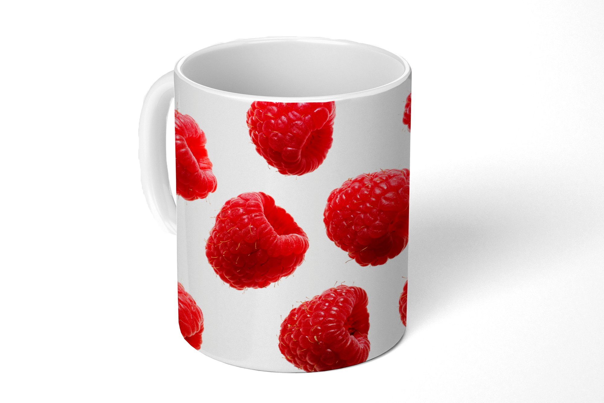 MuchoWow Tasse Obst - Himbeere - Weiß, Keramik, Kaffeetassen, Teetasse, Becher, Teetasse, Geschenk
