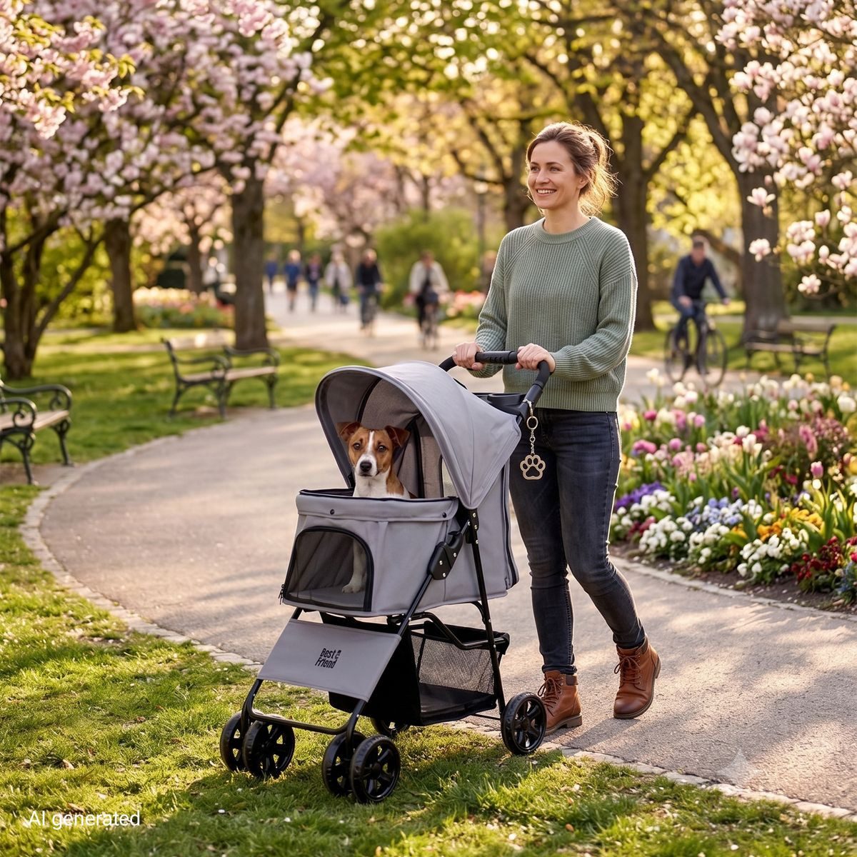 Osann Hundebuggy My Friend - Grau, Hundebuggy Hundewagen Haustier Buggy bis 15 kg inkl. Regenschutz