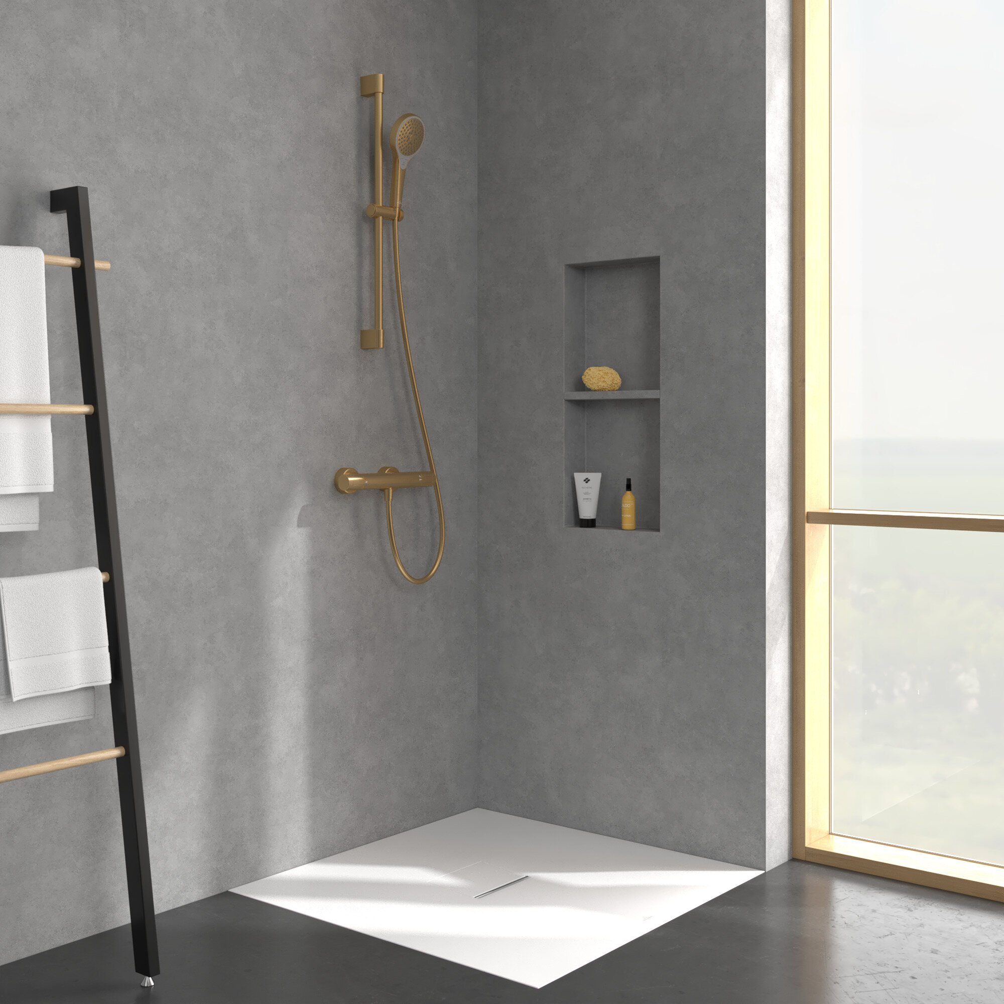 Villeroy & Boch Duschsystem Duschgarnitur Verve Strahlarten Gold Höhe Showers, 3 69 mit cm, Strahlart(en), Brushed drei 