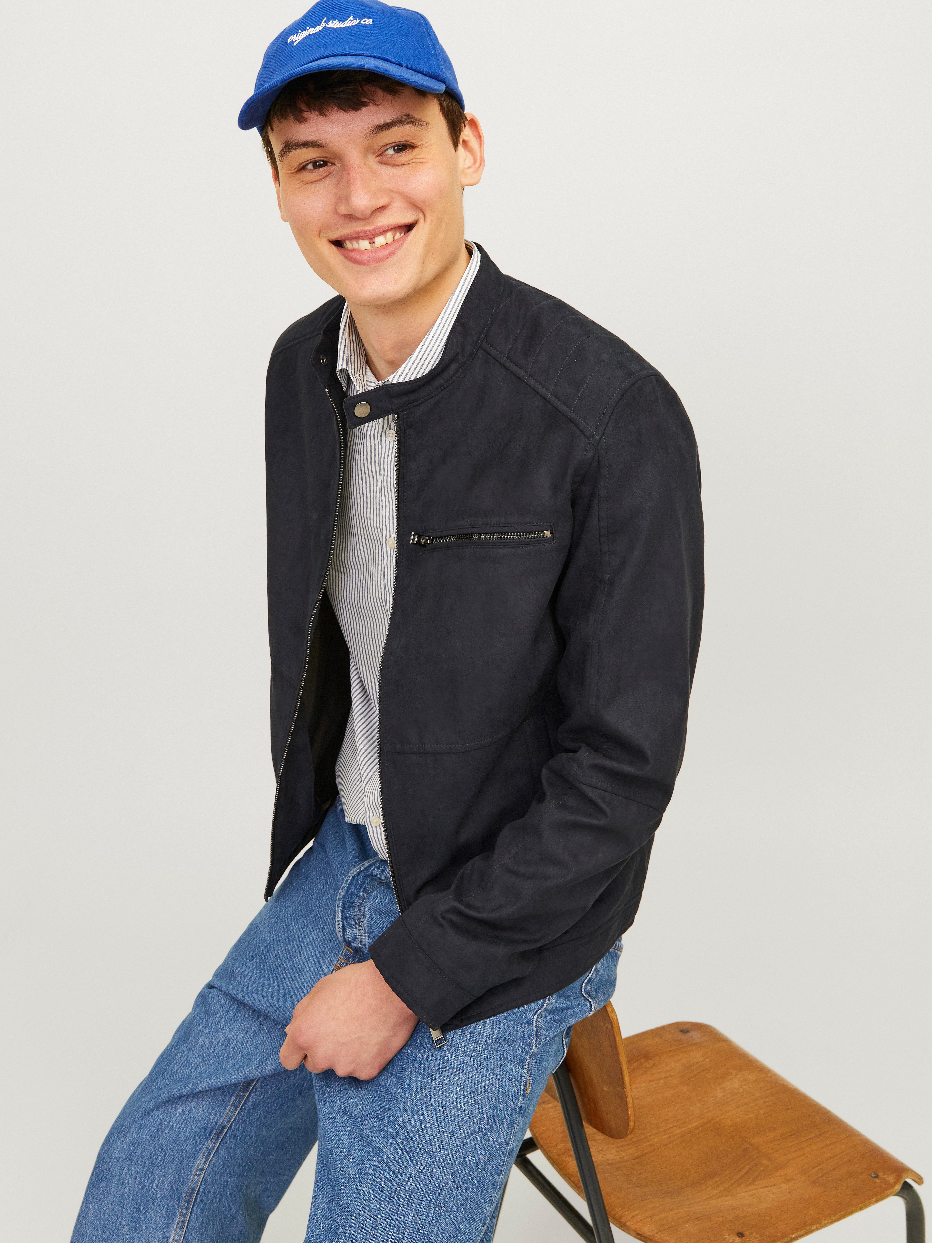 Jack & Jones Bikerjacke JJEDYLAN mit wasserabweisender Funktion unifarben, modisch, regular fit, Polyester