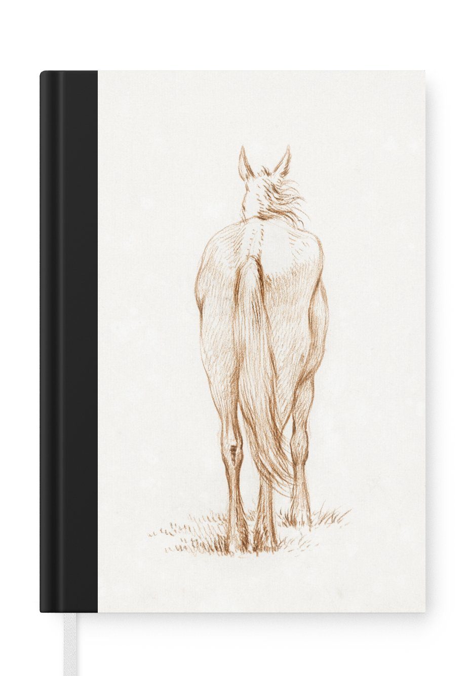 MuchoWow Notizbuch Stehendes Pferd, von hinten - Gemälde von Jean Bernard, Journal, Merkzettel, Tagebuch, Notizheft, A5, 98 Seiten, Haushaltsbuch
