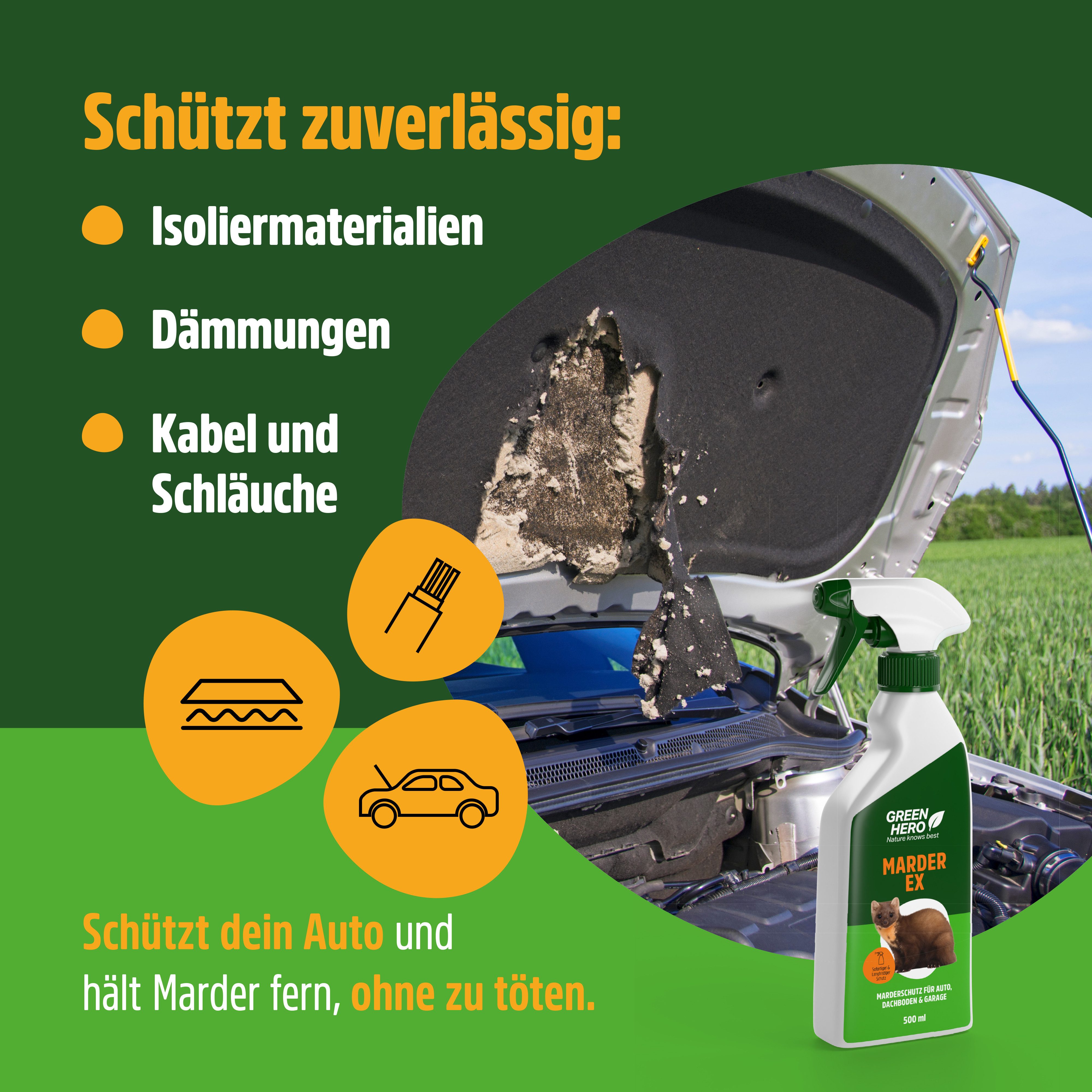 GreenHero Marderspray Marderspray + Marderschreck Kugel, 2-St.