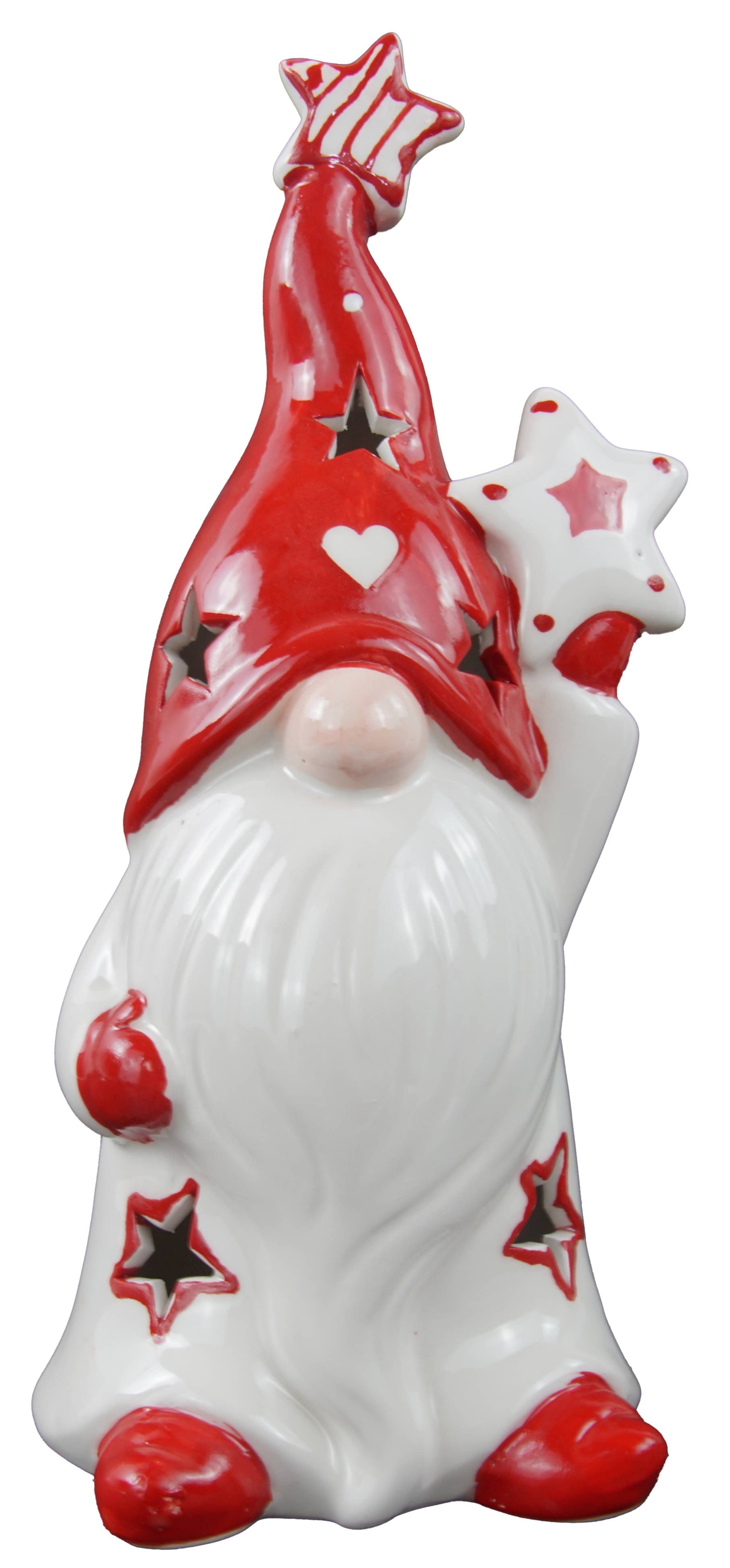 Der Holzwurm LED-Dekofigur Weihnachtliches LED Wichtel mit roter Mütze - Höhe ca. 22 cm (1 St)