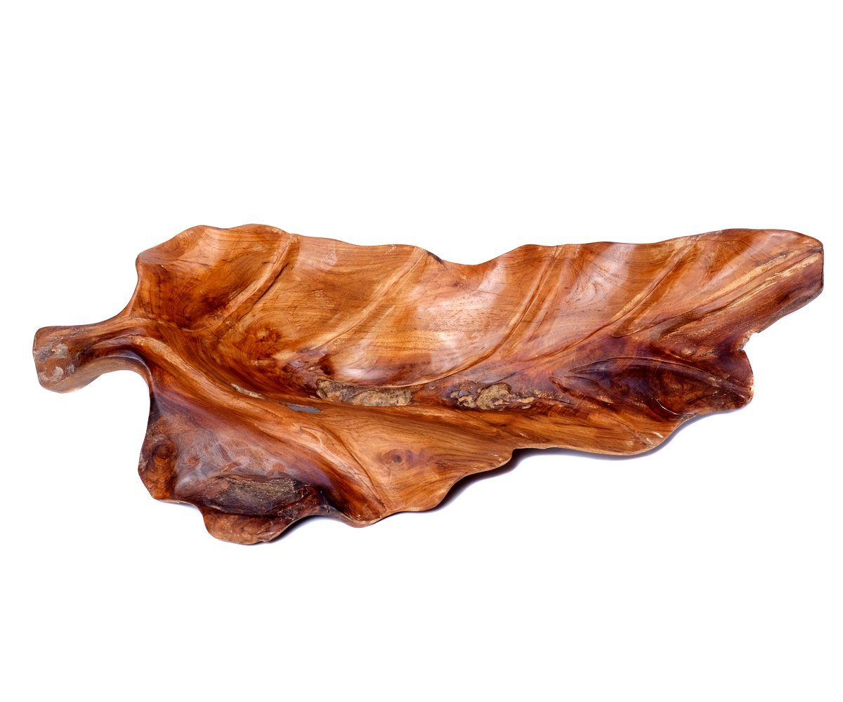Brillibrum Dekoschale Teakholzschale Holzschale Teak Holz Blatt Schale Wurzelholz Teak