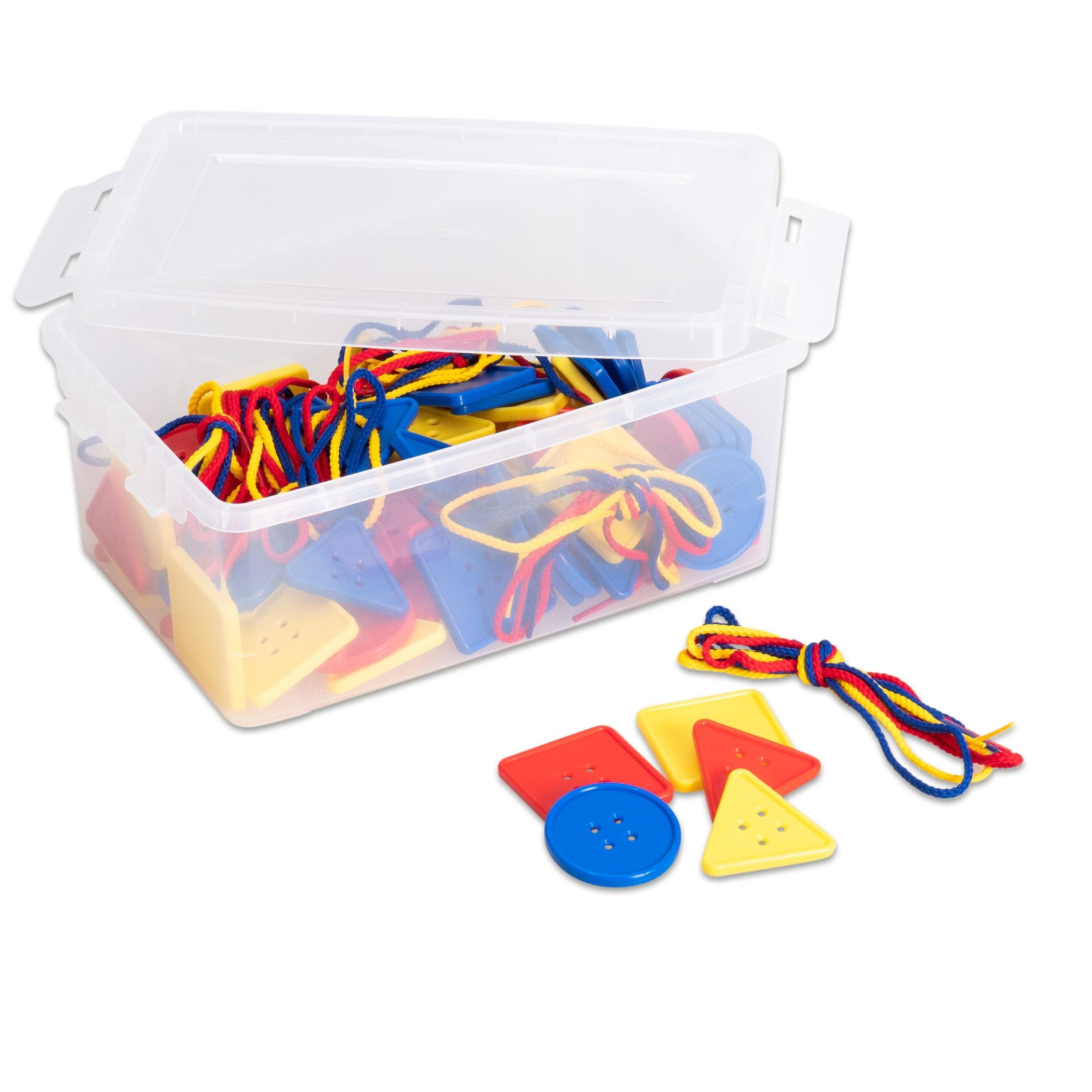 Betzold Bastelperlen Fädel-Knöpfe mit Schnüren, 88-teilig