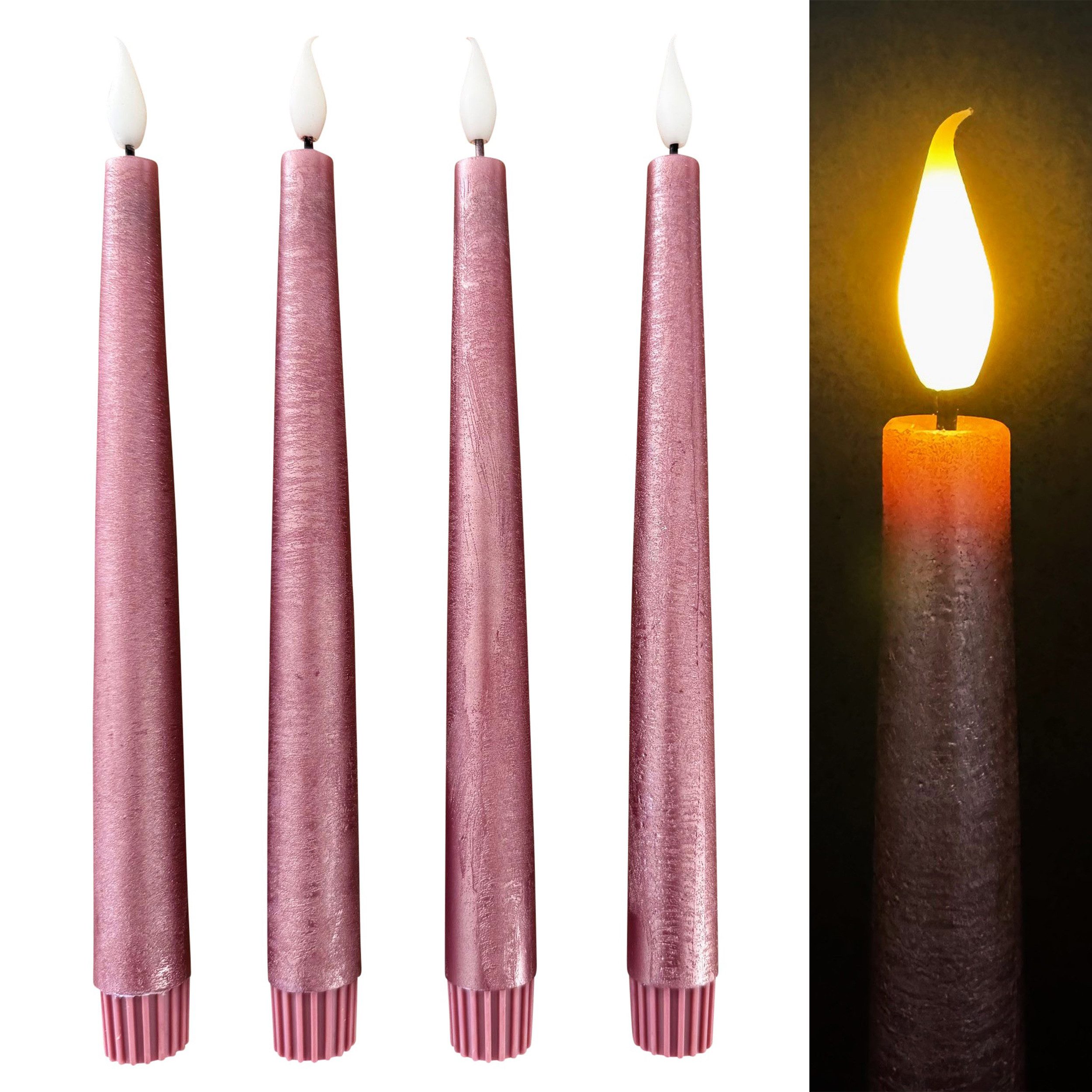 Online-Fuchs LED-Kerze 4 LED Stabkerzen aus Echtwachs im Set mit Touch & Ti günstig online kaufen