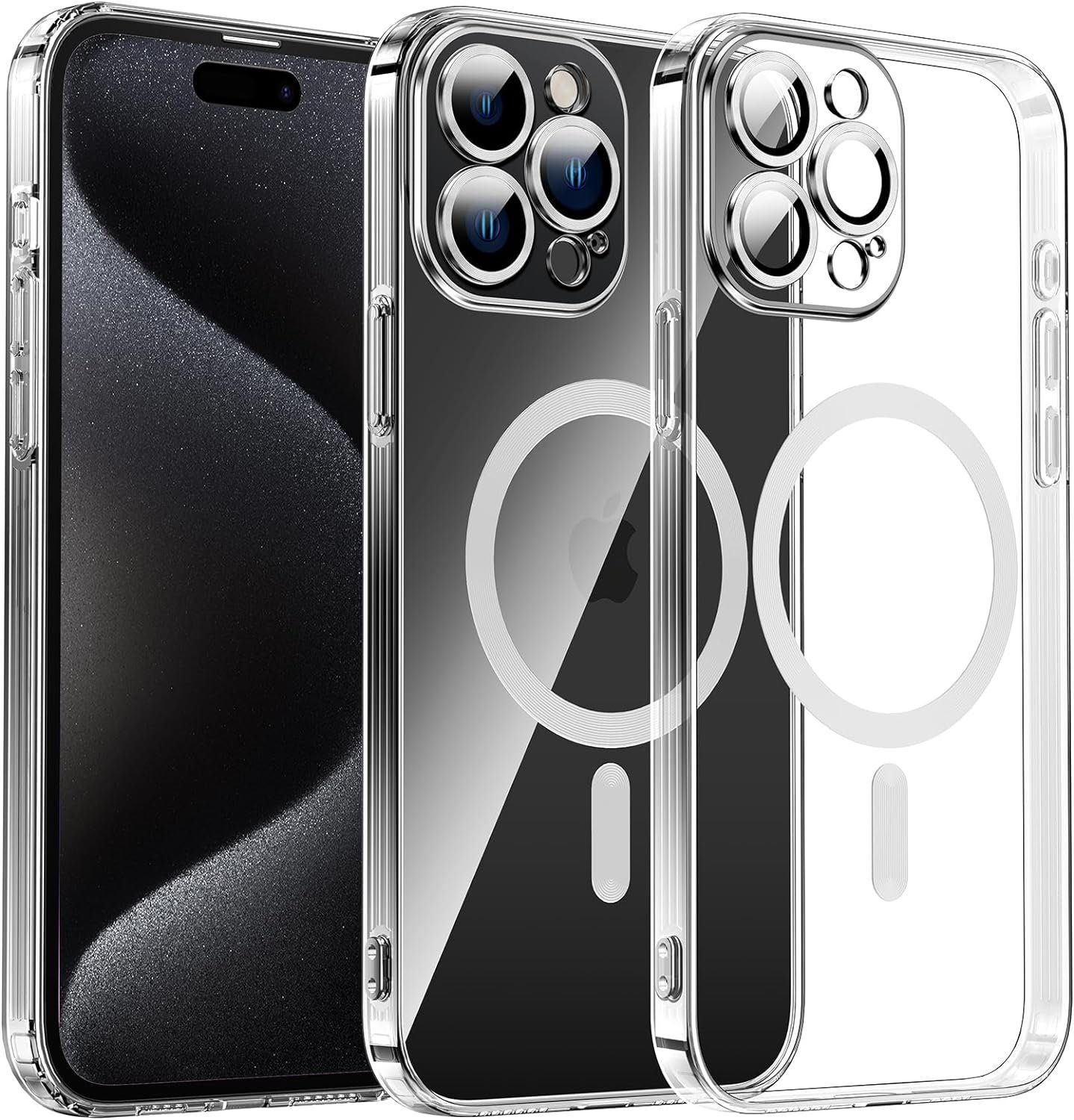 MSM Handyhülle Hülle für iPhone 15 Pro / 15 Pro Max Schutz MagSafe Silikon Titan