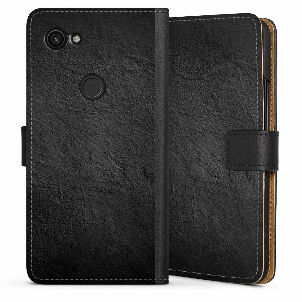 DeinDesign Handyhülle Beton Wand Stein Betonwand schwarz, Google Pixel 3a Hülle Flip Case Klapphülle Handytasche Leder