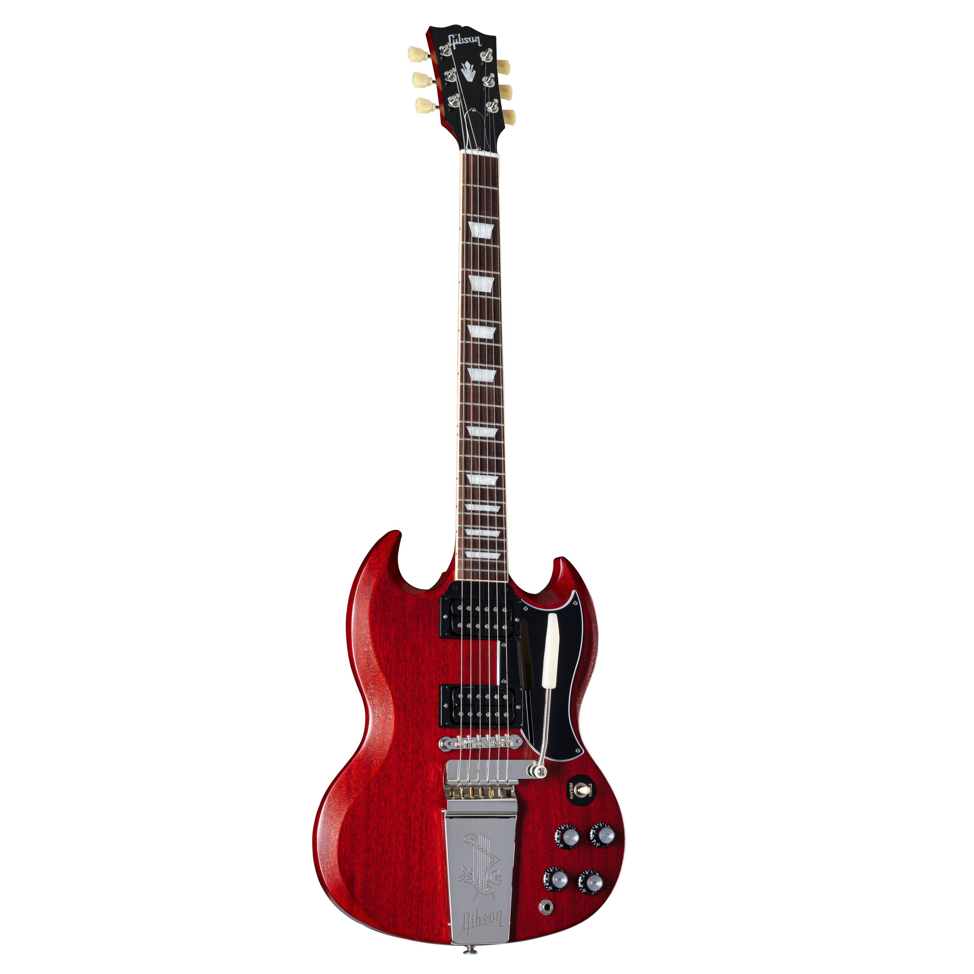 Gibson E-Gitarre, E-Gitarren, Double Cut Modelle, SG Standard '61 Faded Maestro Vibrola Vintage Cherry - Double Cut